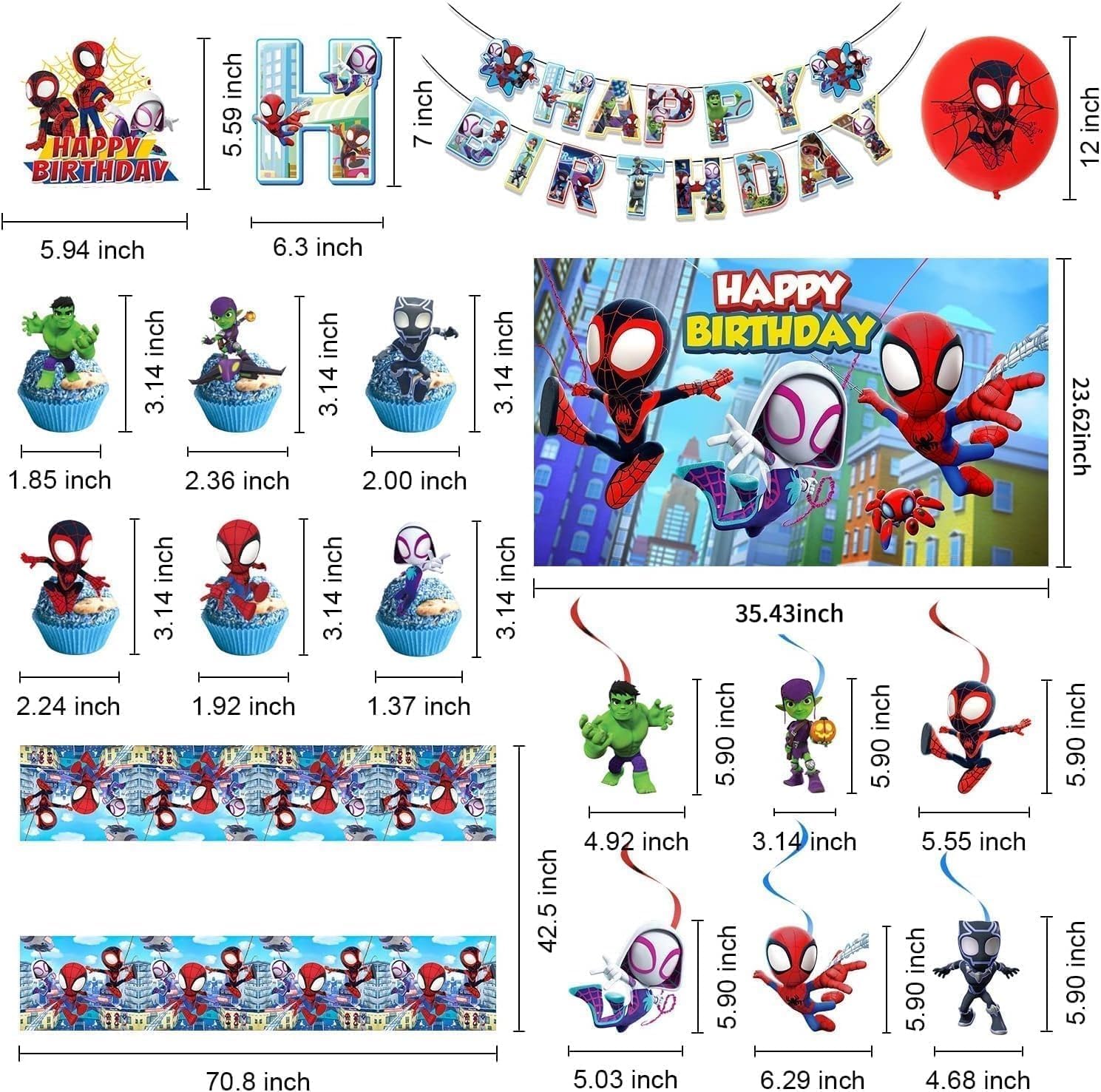 Spidey Themed Birthday Decorations Kit