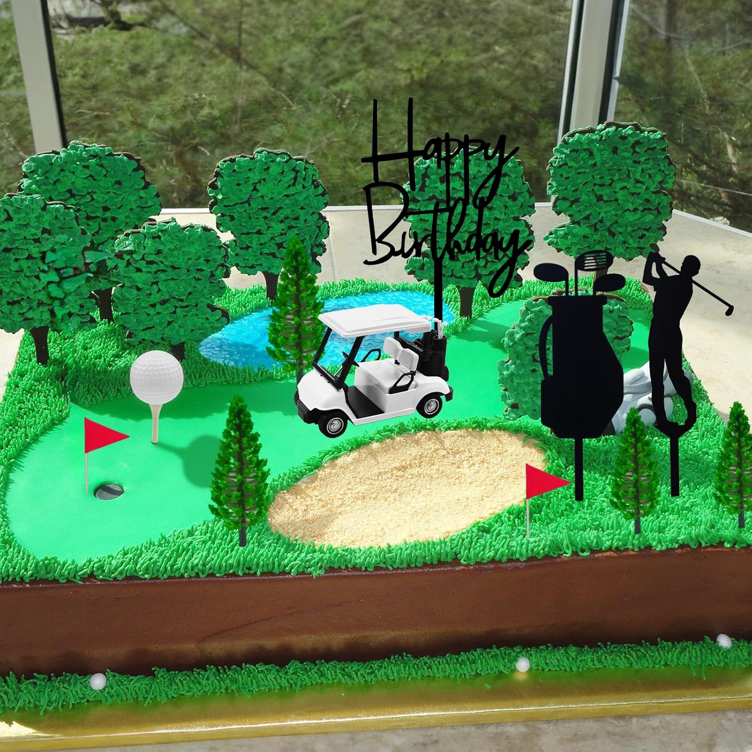 MEMOVAN Golf Theme Cake Toppers with Cart Flag