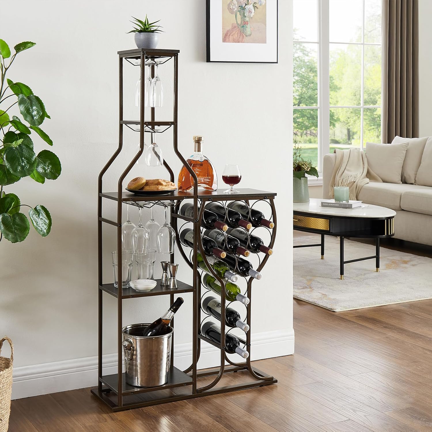 Industrial Wine Rack with 3 Layers for Home Kitchen Living Room