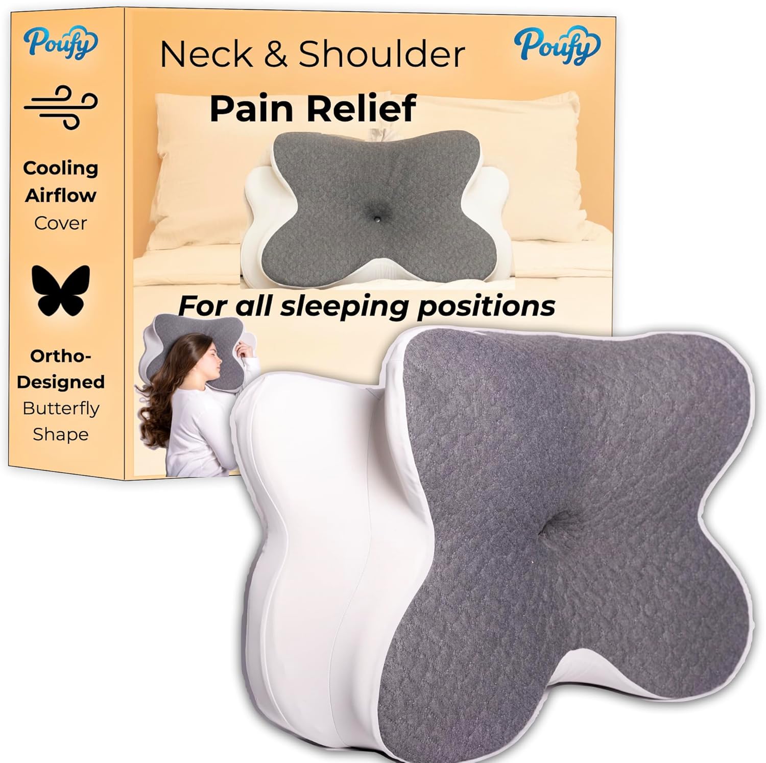Poufy Cervical Pillow for Neck and Shoulder Support