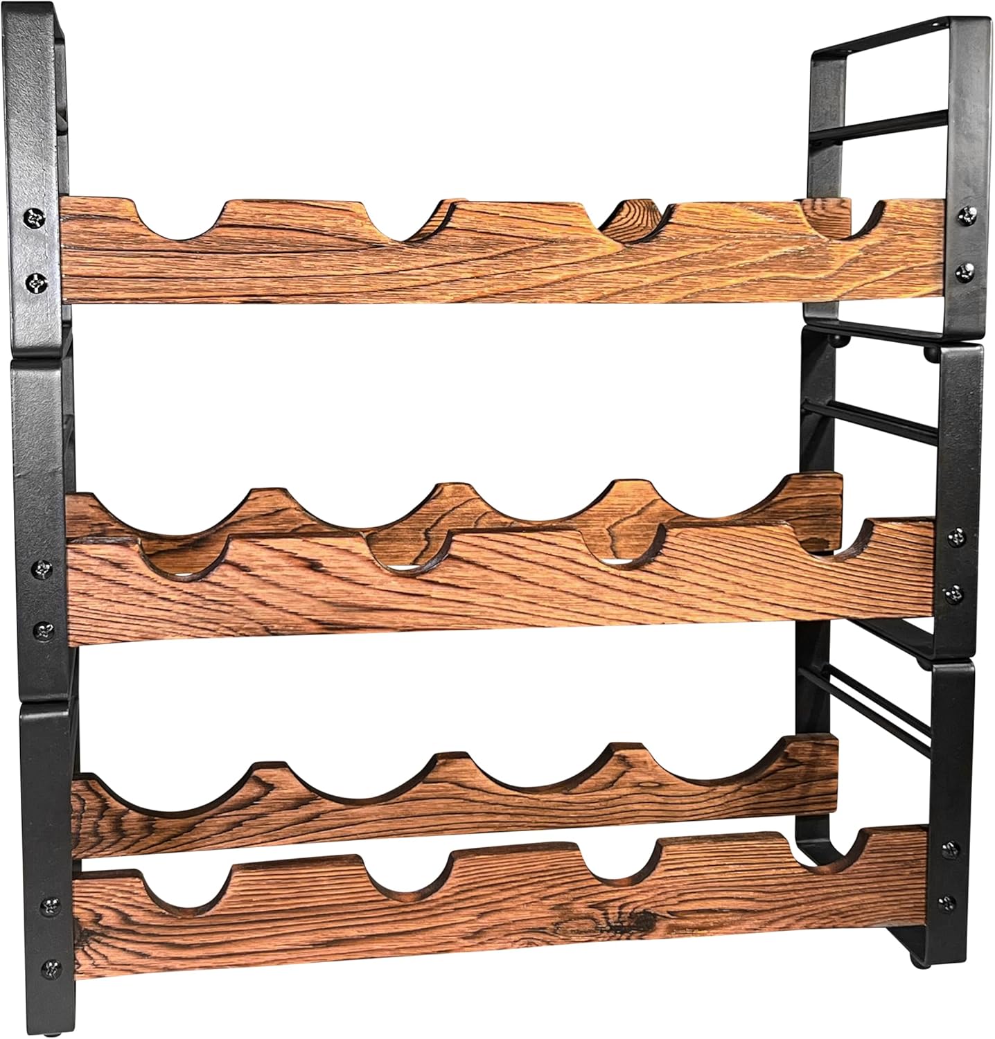 AMT 3-Tier Wine Rack Black 12 Bottles Storage