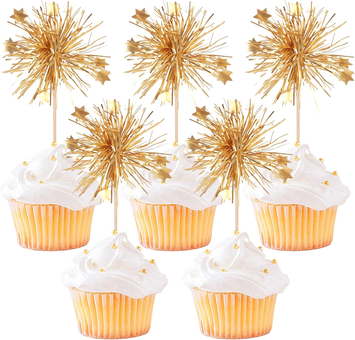 ZHUOWEISM 30PCS Foil Firework Cupcake Toppers