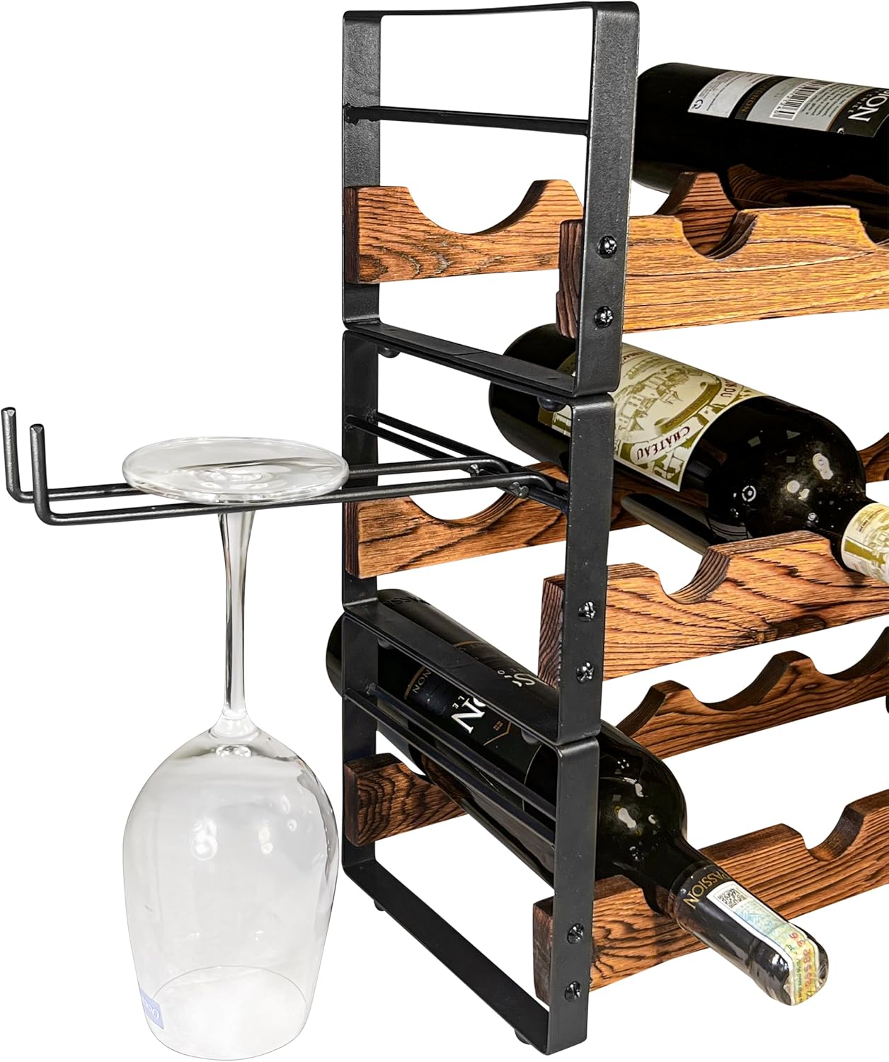 AMT 3-Tier Wine Rack Black 12 Bottles Storage