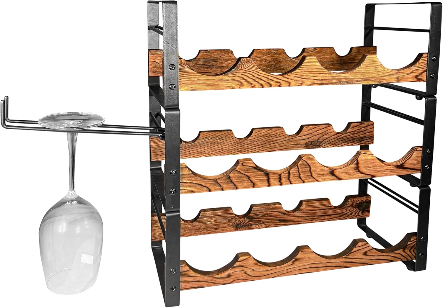 AMT 3-Tier Wine Rack Black 12 Bottles Storage