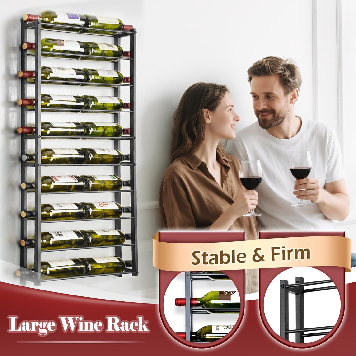 AQAREA 20 Bottle Wall Wine Rack - Black