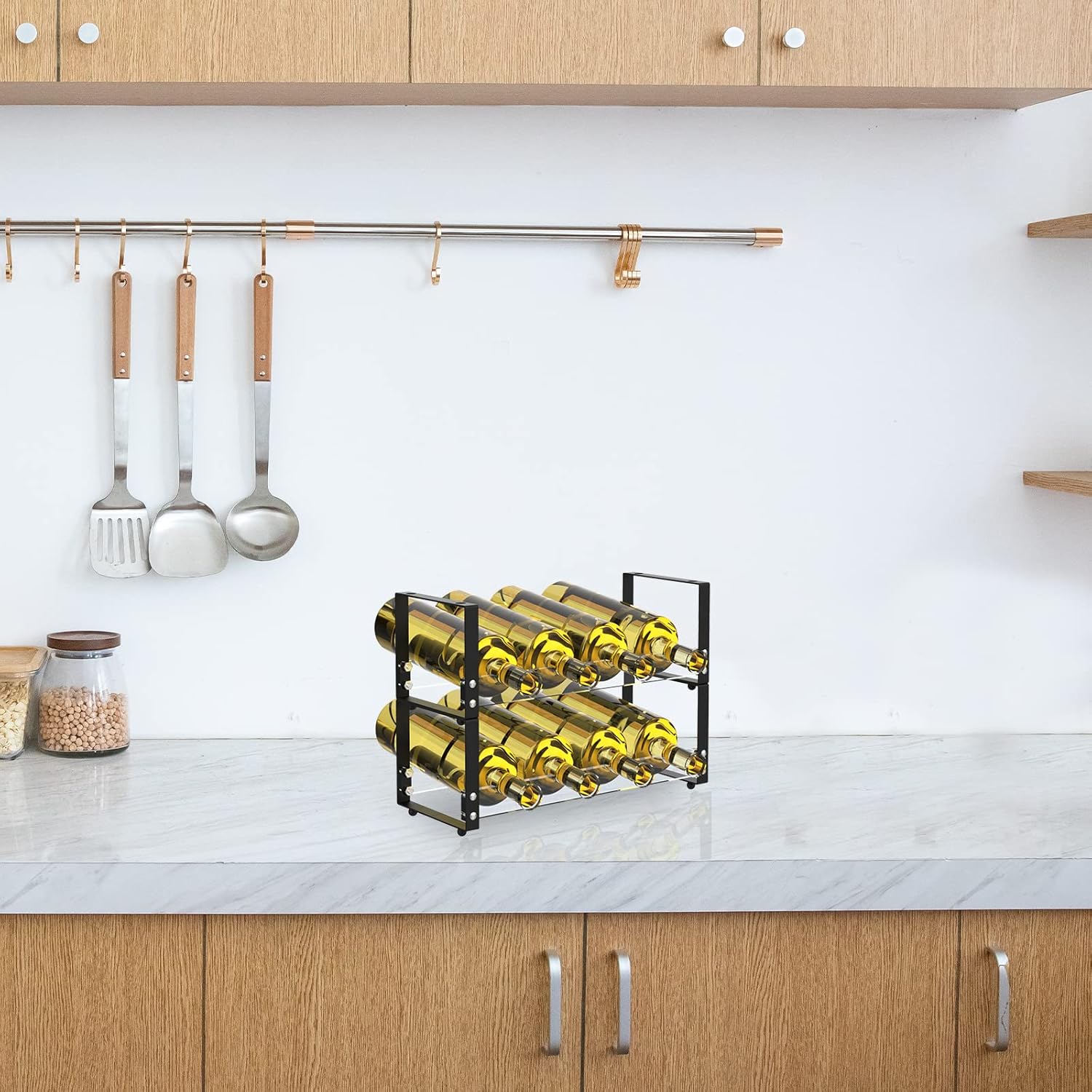 Kunzye Acrylic 3-Tier Freestanding Wine Rack - 8 Bottle Capacity
