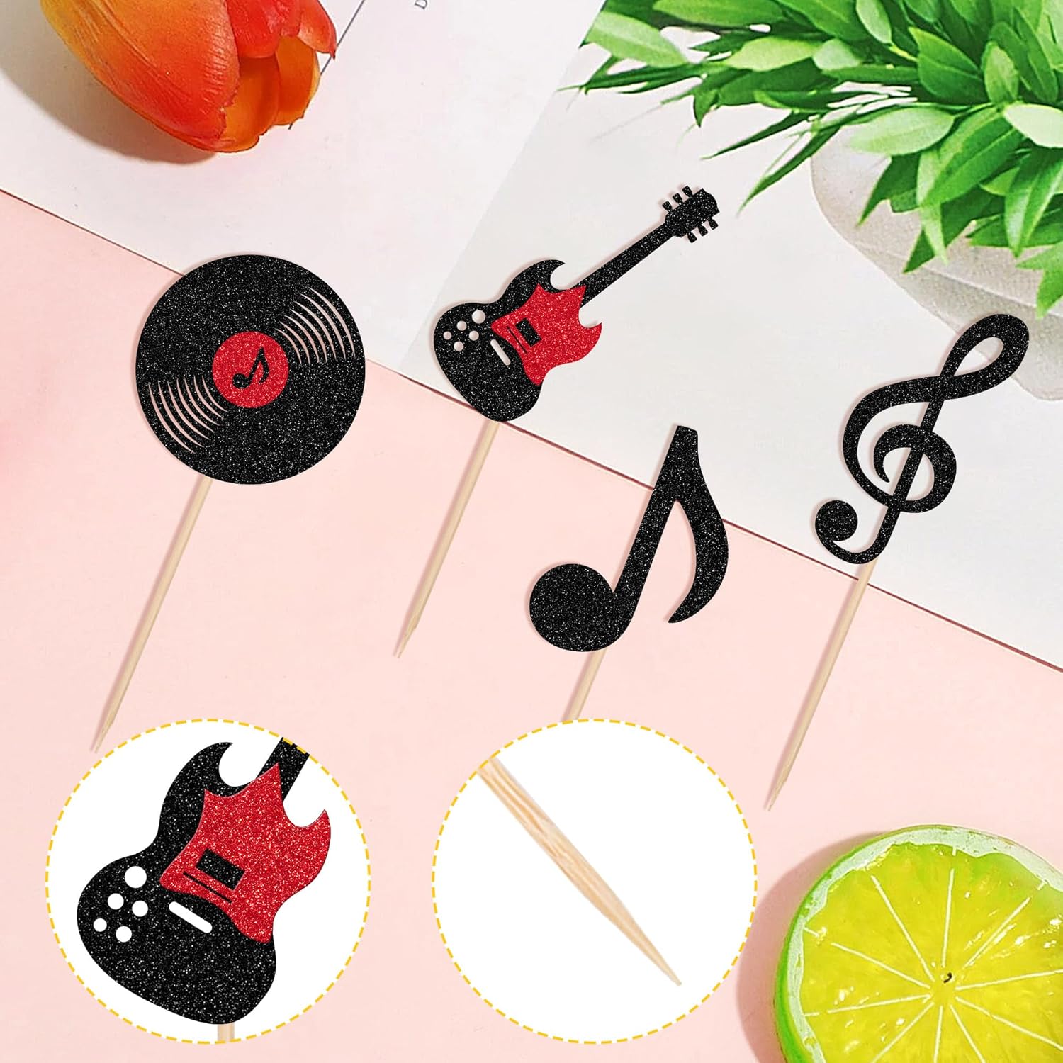 ZHUOWEISM 24PCS Music Notes Cupcake Toppers 1