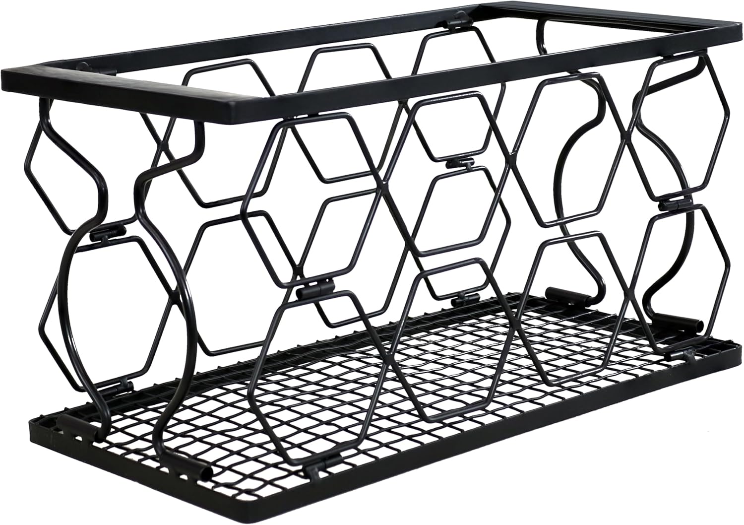 Sunnydaze 8-Bottle Metal Wine Rack - Black Foldable Kitchen Stand