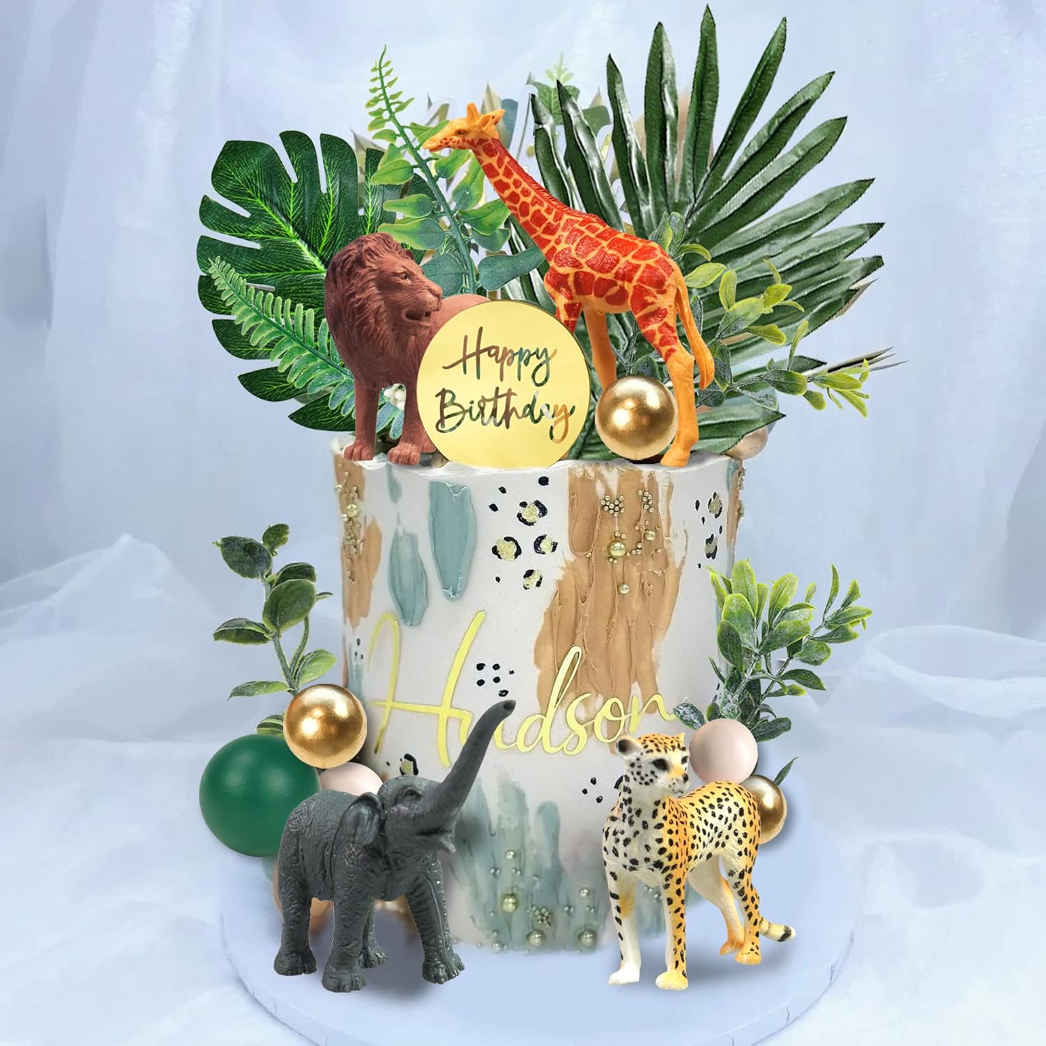 DRWATE 27PCS Jungle Animal Cake Toppers Decorations