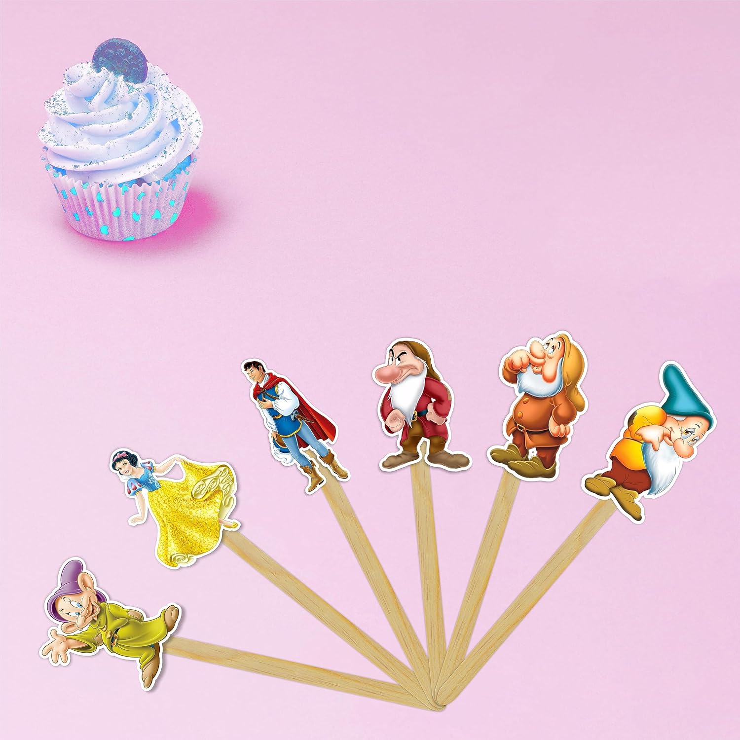 Seyal Snw Whte and the Sevn Dwafs Cupcake Topper