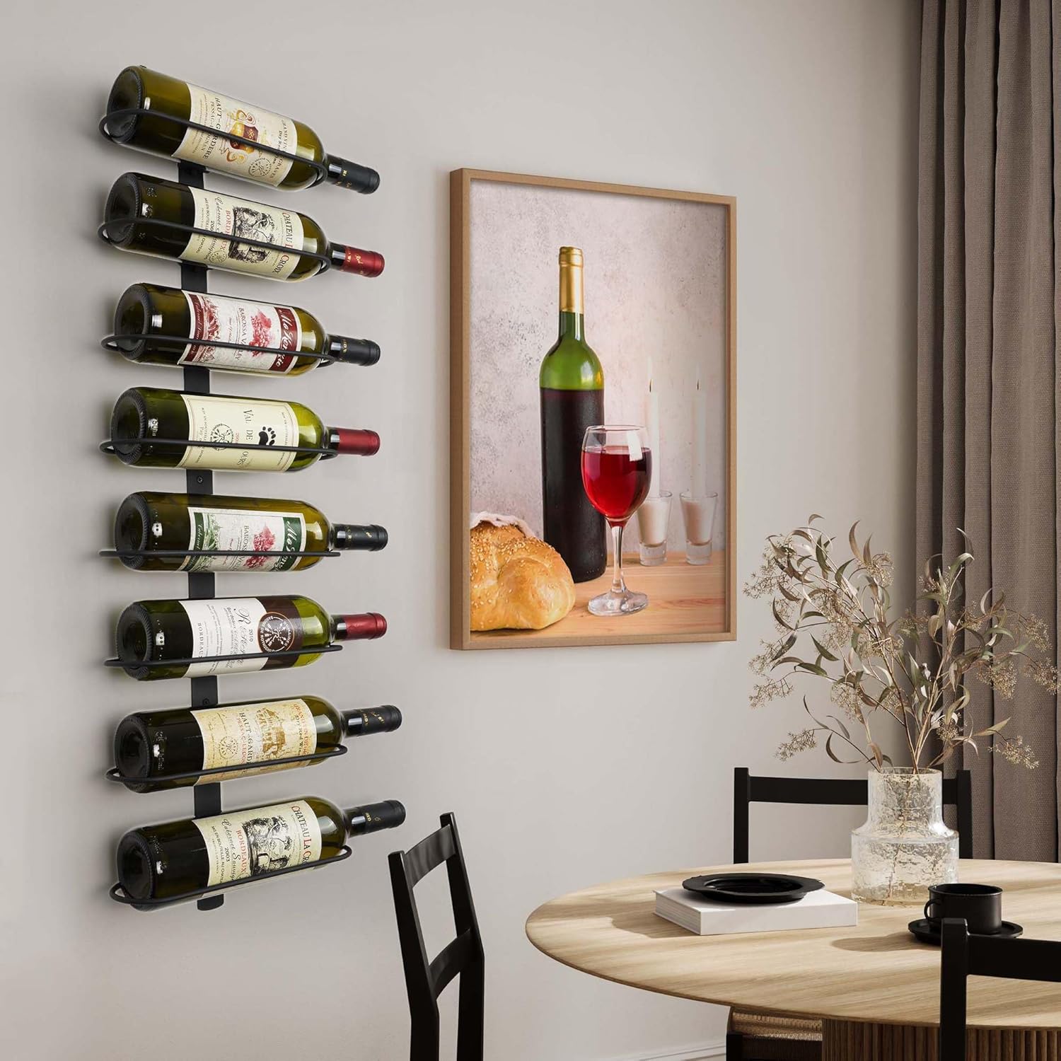 AQAREA Wall-Mounted Wine Rack 8 Bottles SpaceSaver Organizer