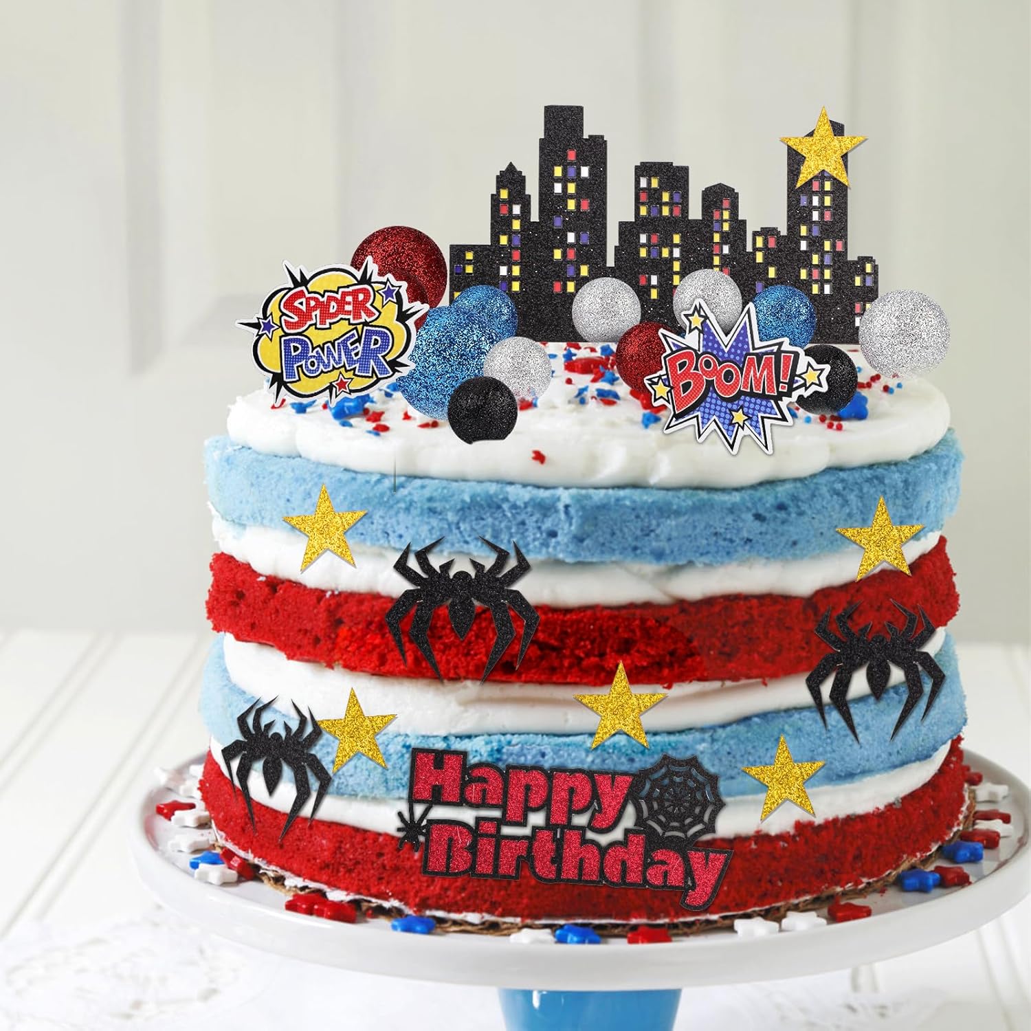 Gosknor 38pcs Spider Cake Toppers Decorations
