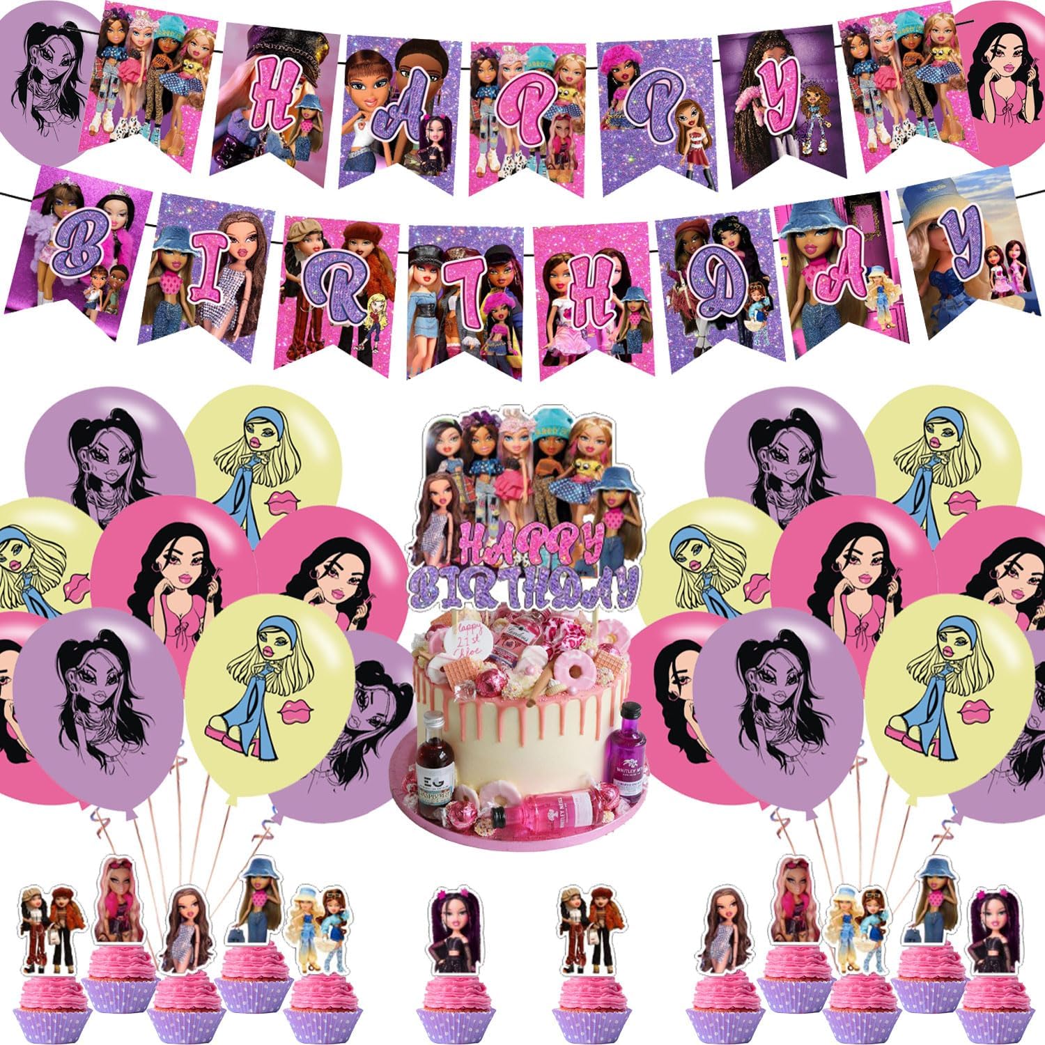 Brat Girl Party Decorations Set with Banner and Balloons