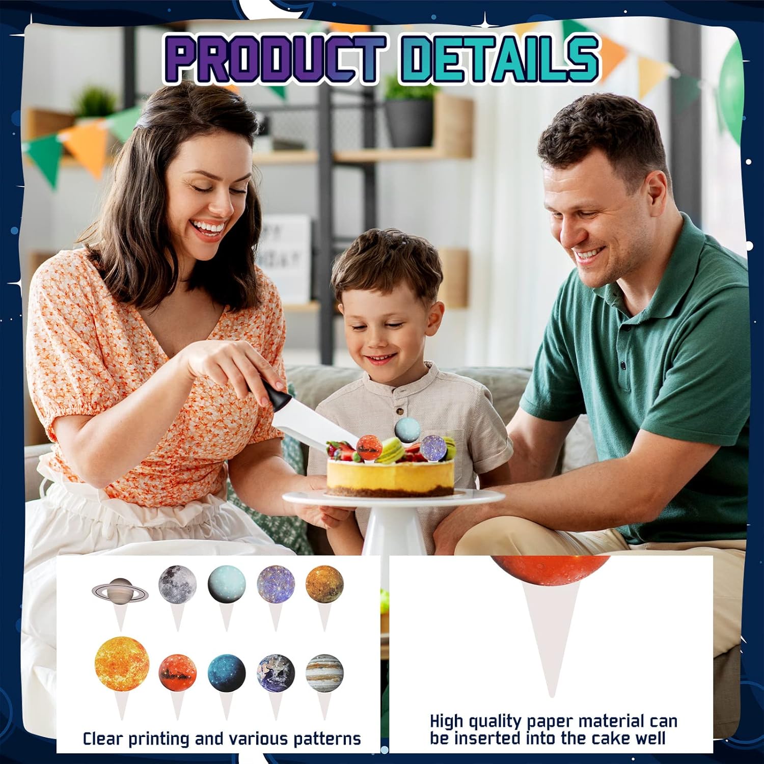 Sabary 50 Pcs Space Cupcake Toppers Set 1