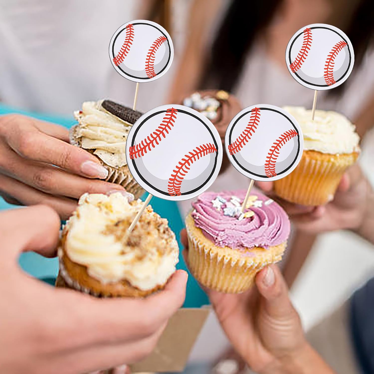 Rsstarxi 40 Pack Baseball Cupcake Toppers