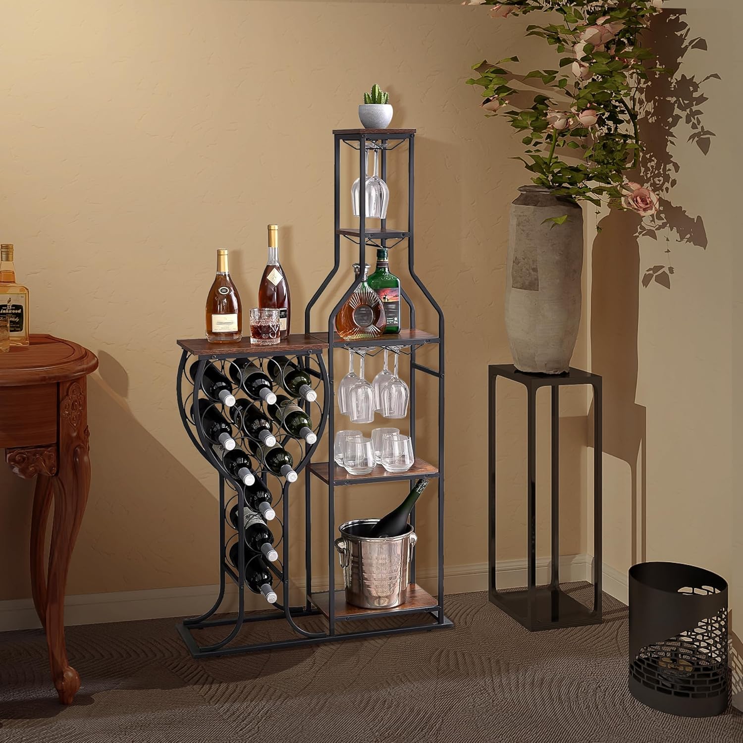 Freestanding Wine Rack 11 Bottles 5 Tier Storage Shelves