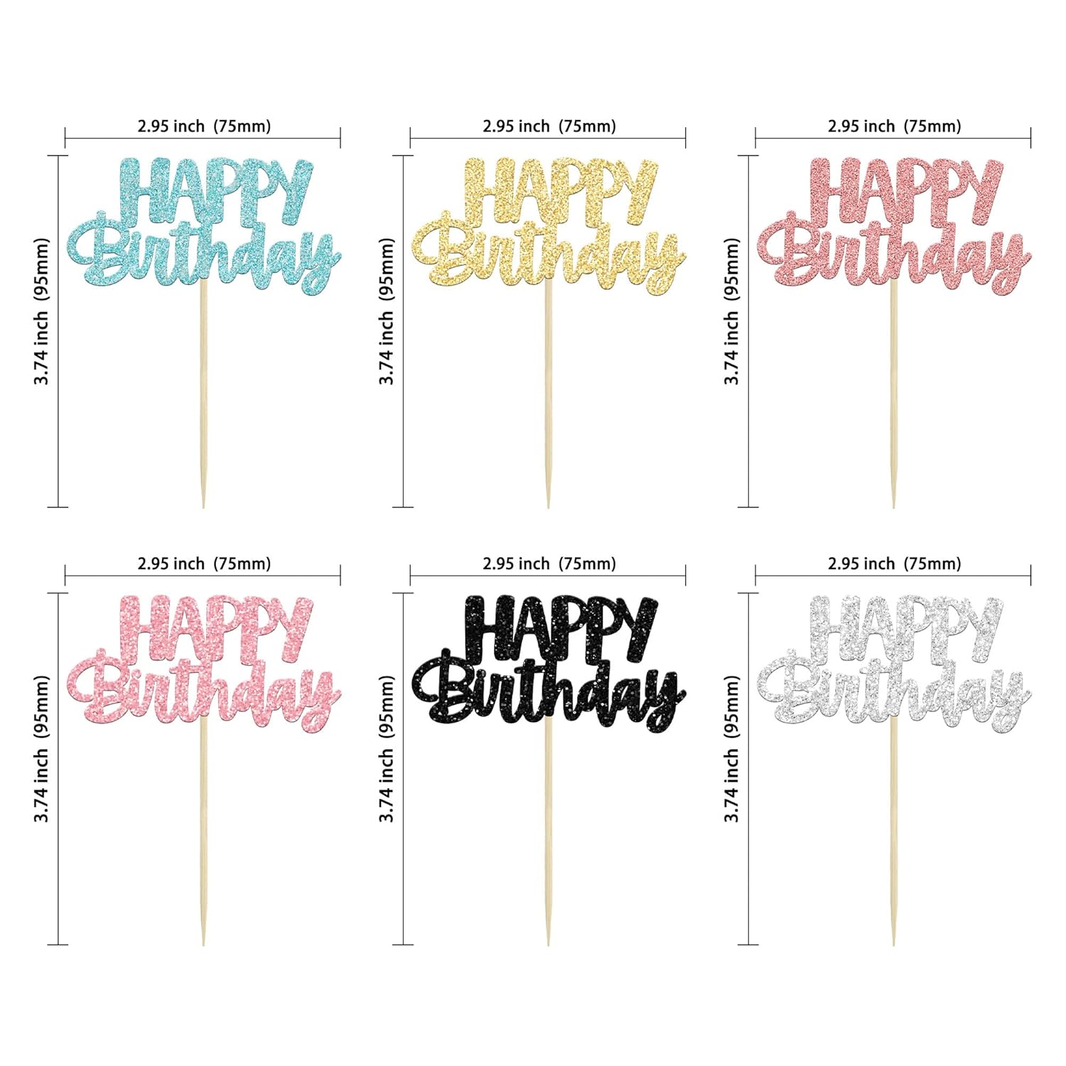 Gyufise 24Pcs Happy Birthday Cupcake Toppers