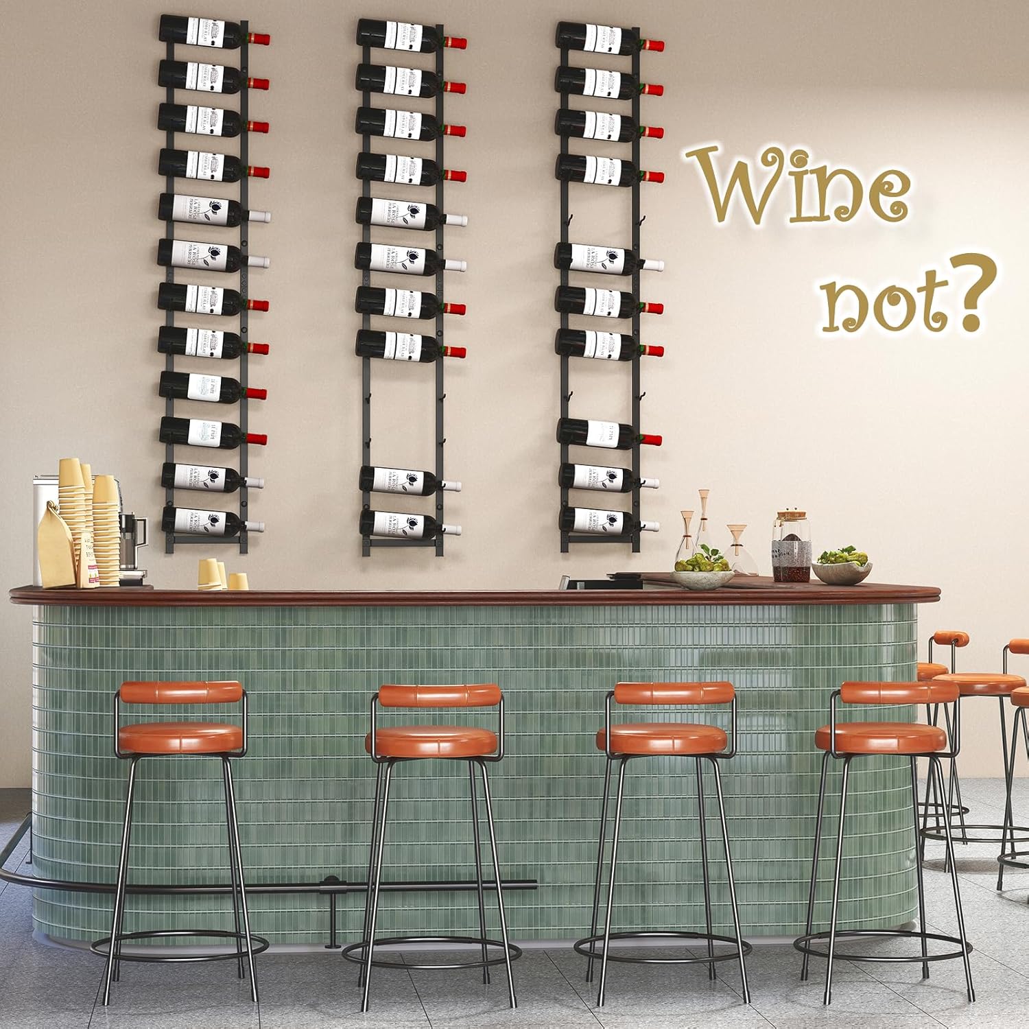 GOFLAME Wall-Mounted Wine Rack for 12 Bottles Black 1