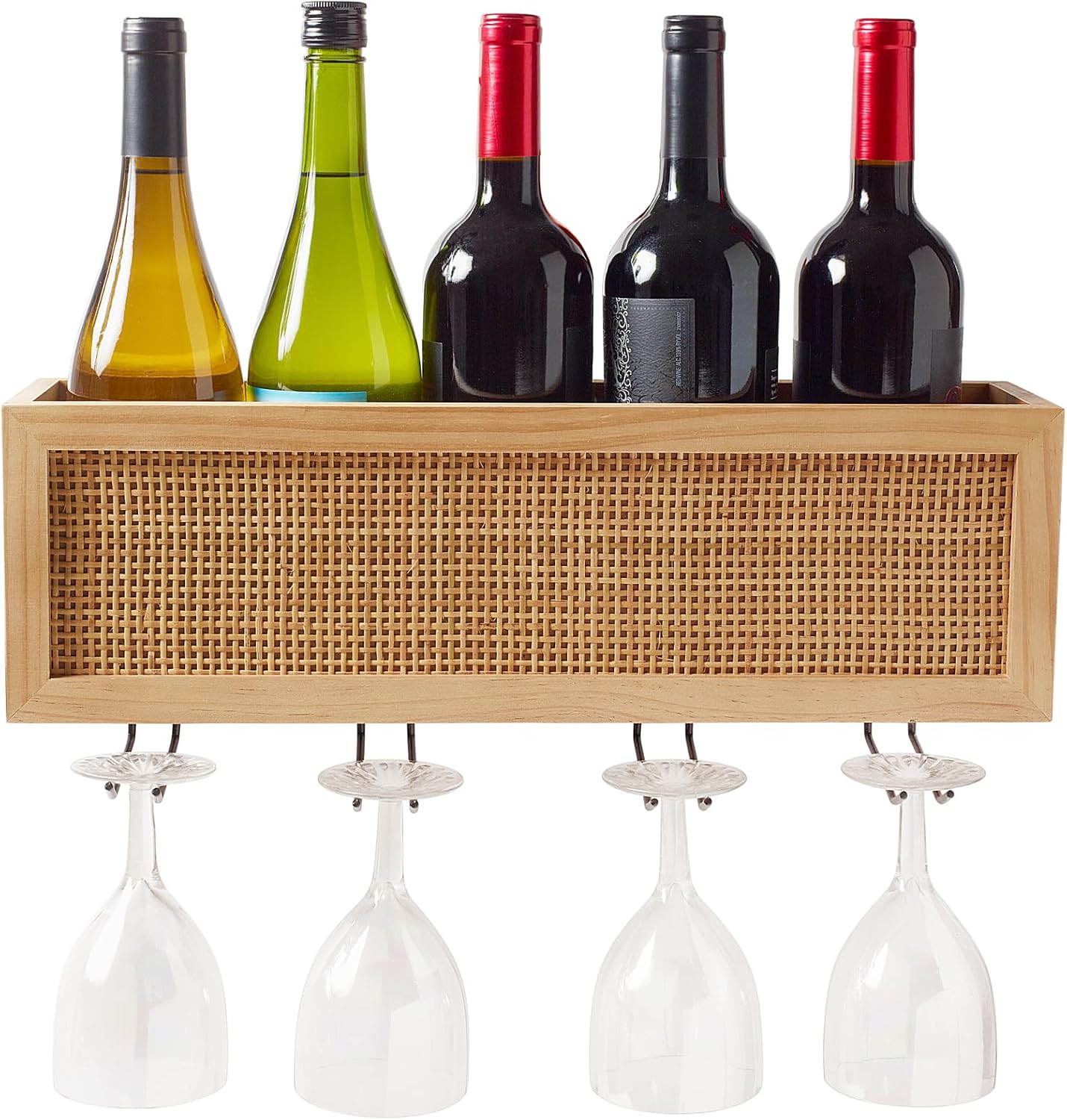 Autumn Alley Wall Mounted Wine Rack - Natural Rattan Caning Design