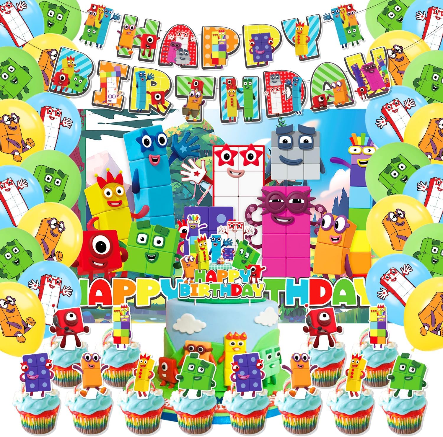 42Pack Number Block Party Supplies Set 1