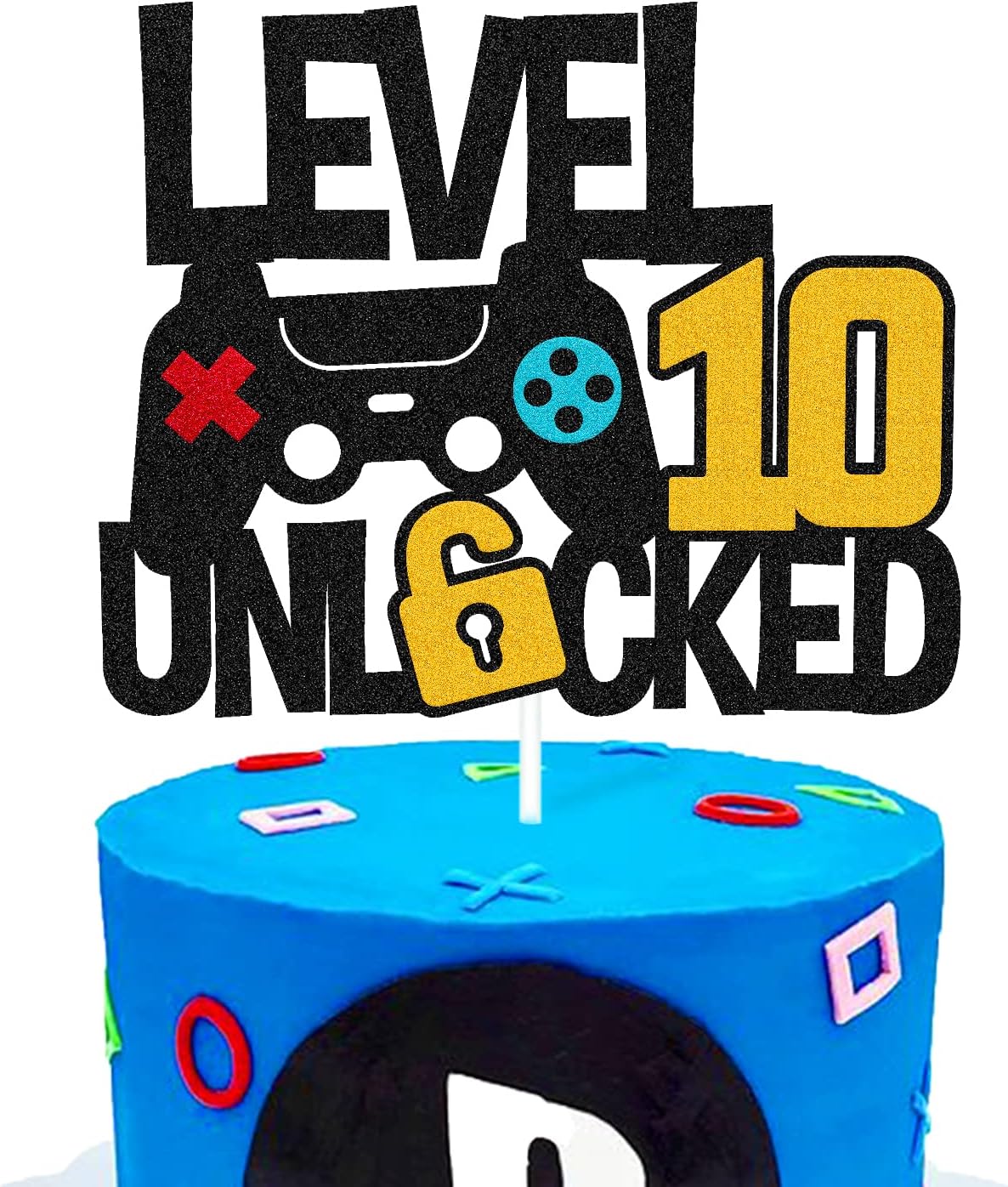 Vikiwiin Level 10th Cake Topper Game Controller Non-Edible Decoration