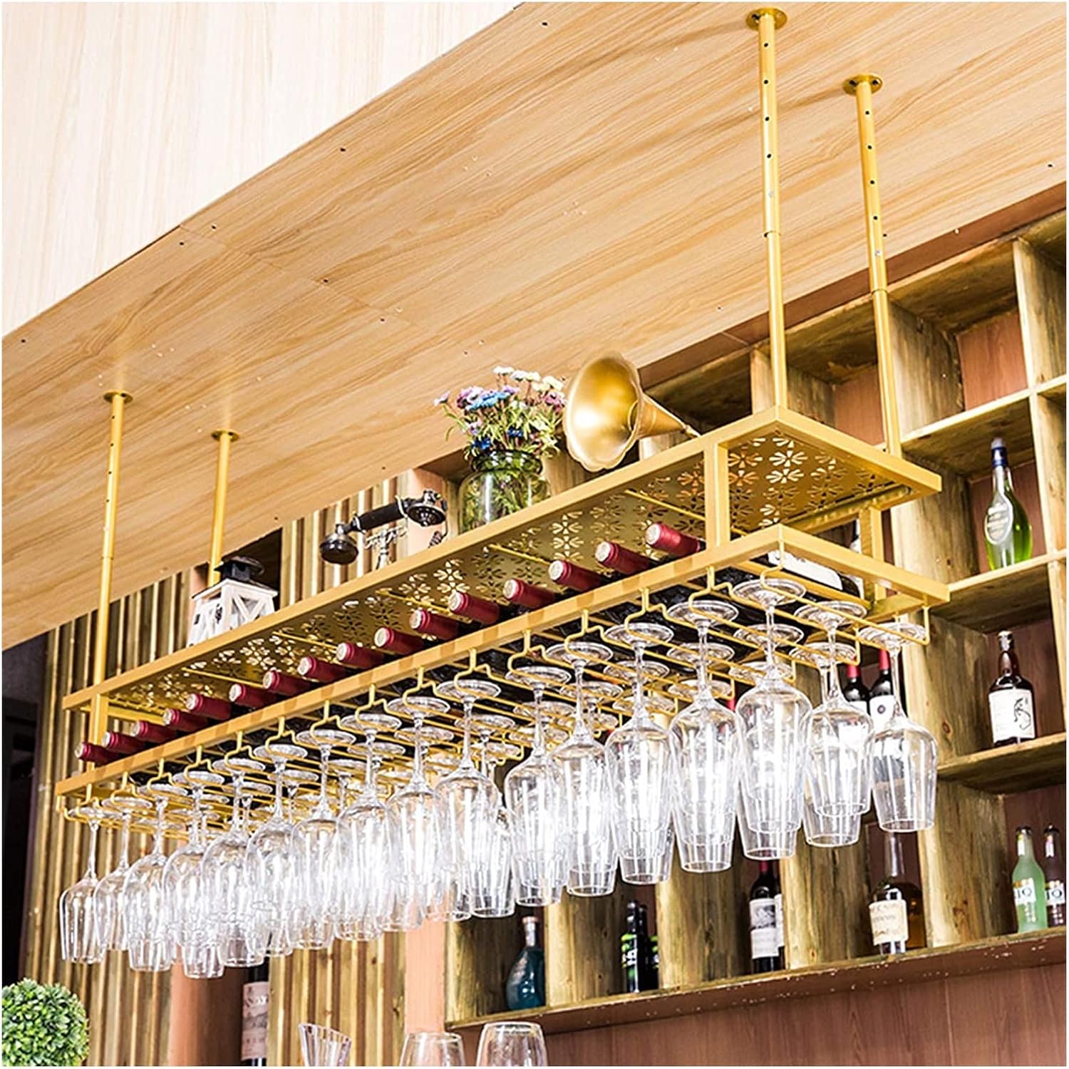 ALDEPO Industrial 2-Tier Wall Wine Rack - Dolphin Waves 60cm