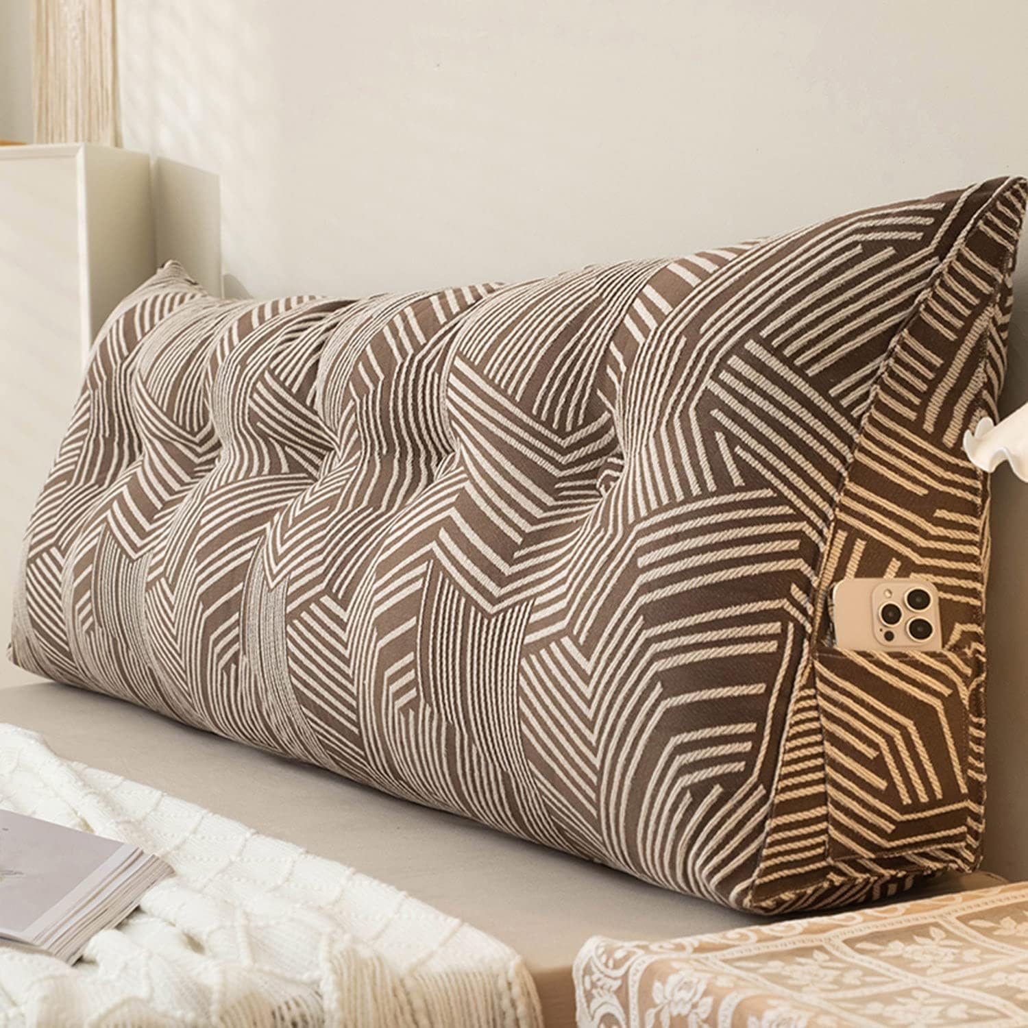 COZMAX Wedge Headboard Pillow Queen Size Brown