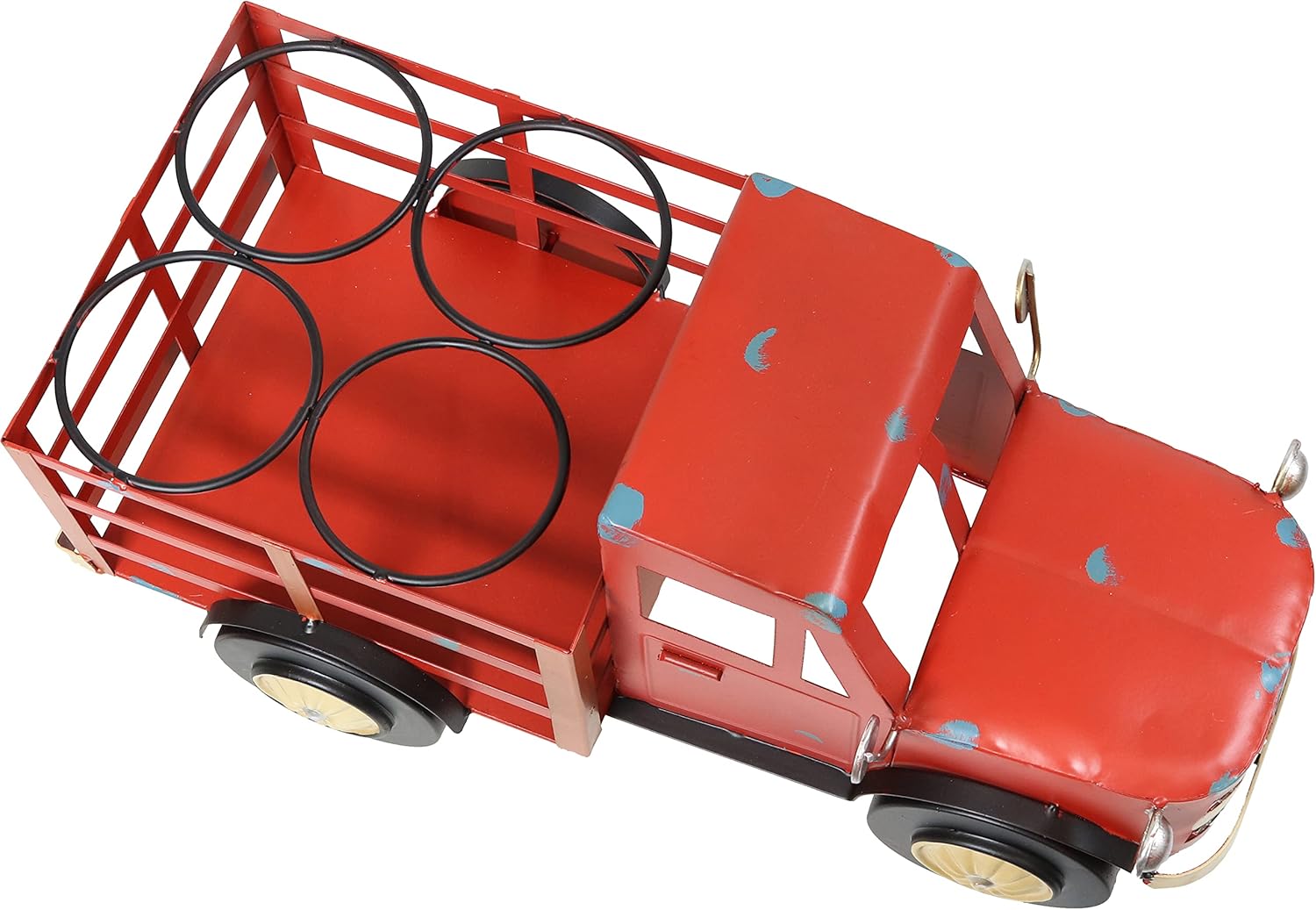 Sunnydaze Rustic Red Truck Wine Rack - Holds 4 Bottles