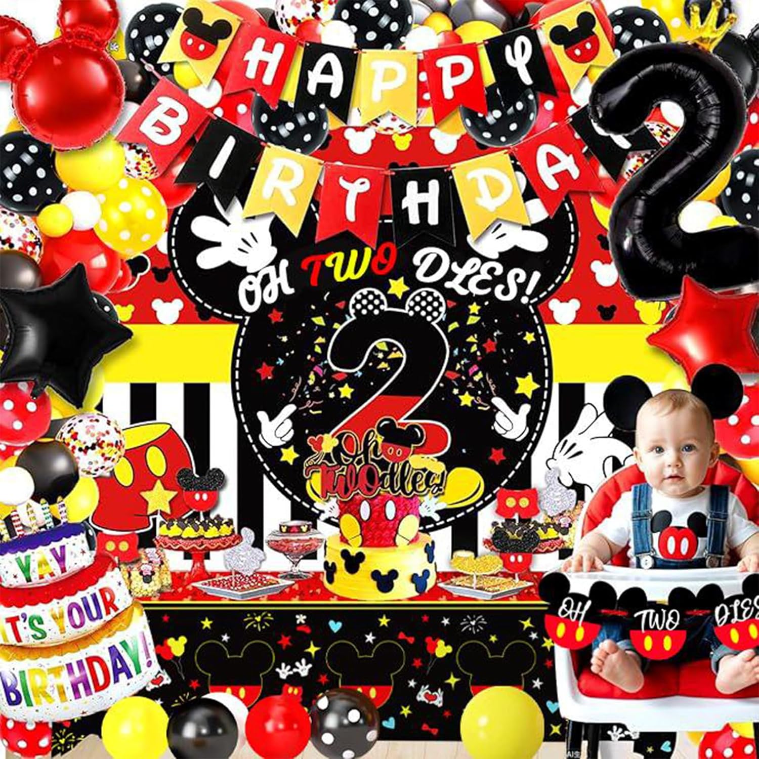 Yusino 132pcs Oh Twodles Birthday Decorations for Boy