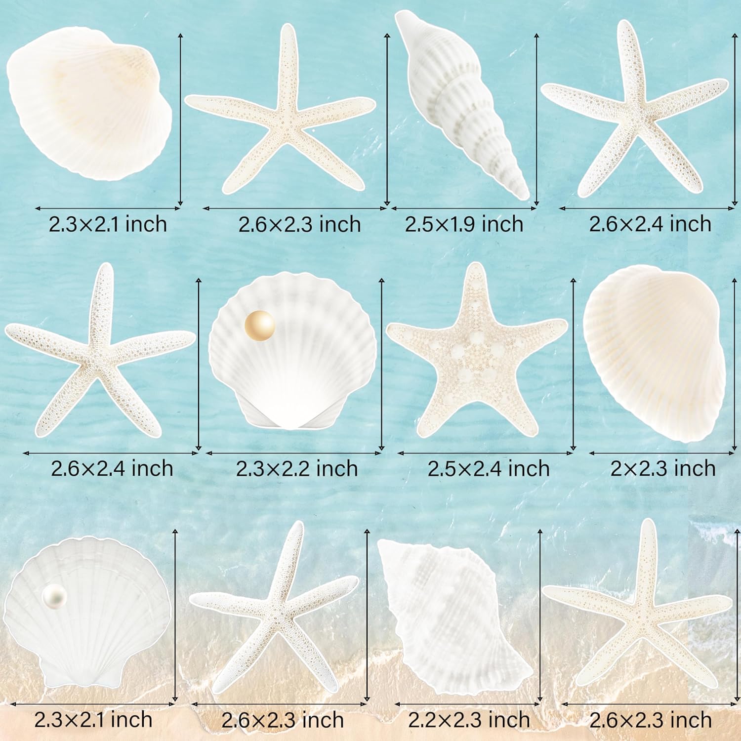 24pcs Beach Seashell Starfish Cupcake Toppers