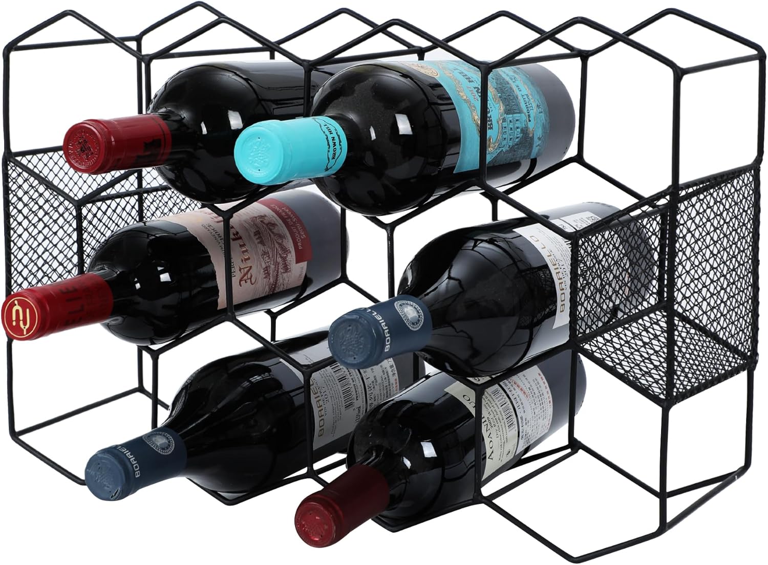 KFN 14 Bottle Tabletop Wine Rack Modern Black Metal 3 Tier