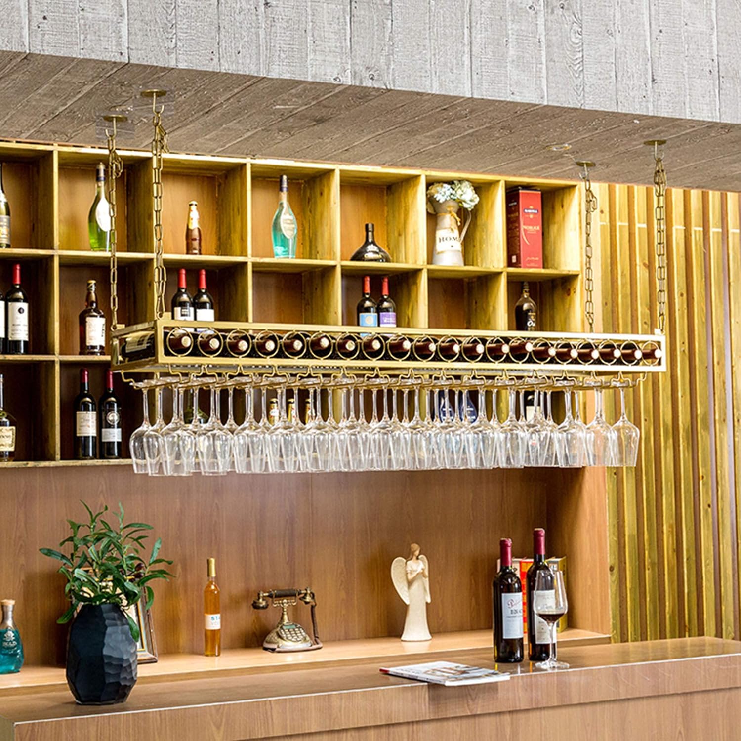 ShyhHts Wall Mounted Wine Rack - 120cm Durable Adjustable