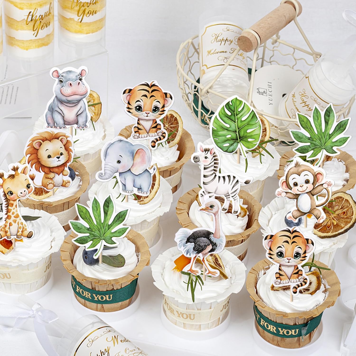 Rsstarxi 40 Pack Woodland Animal Cupcake Toppers