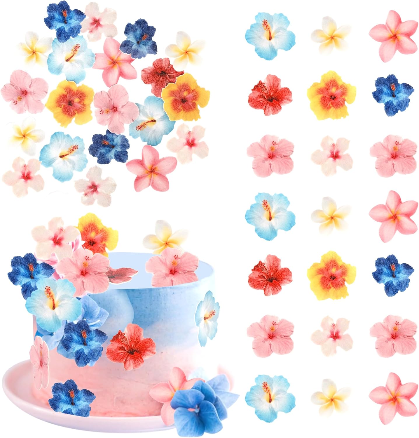 ZHUOWEISM 56 PCS Edible Flowers Cupcake Toppers