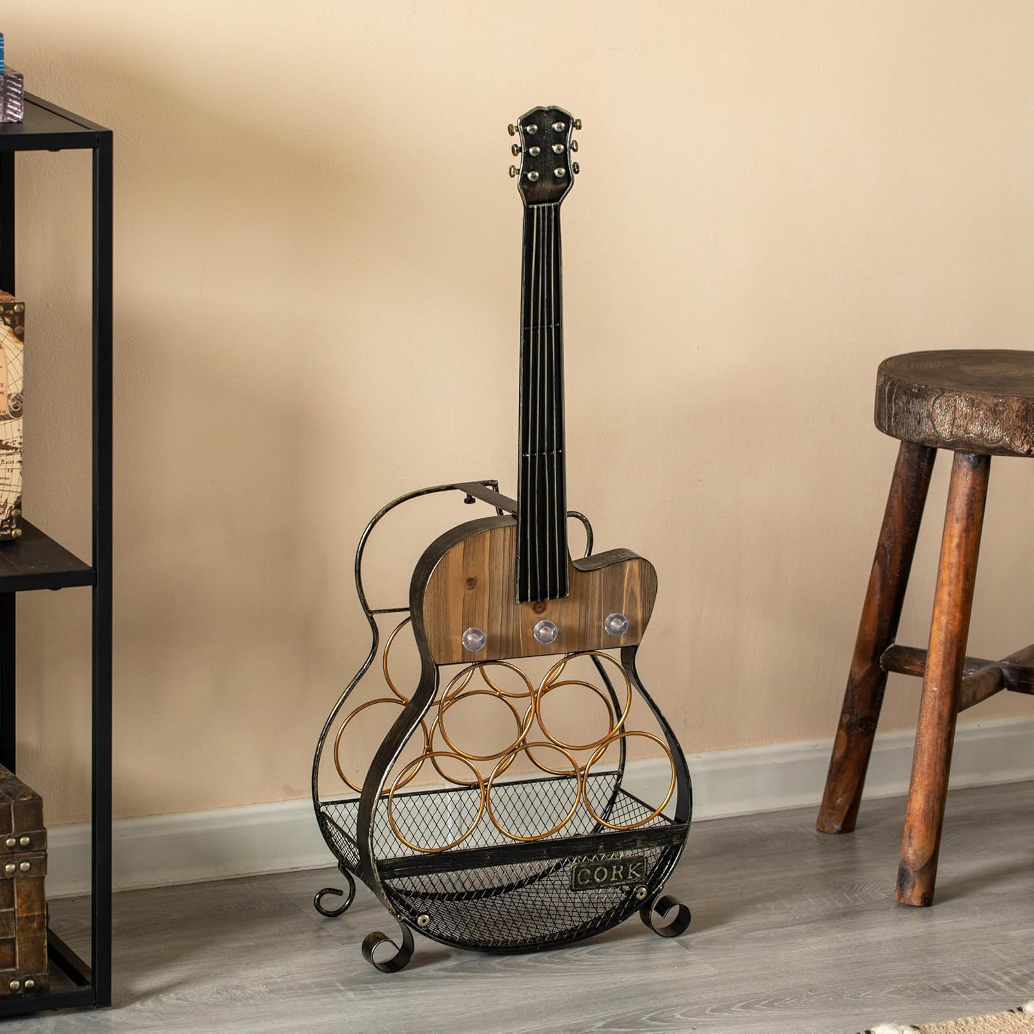 Vintiquewise Guitar Shape 5-Bottle Wine Rack