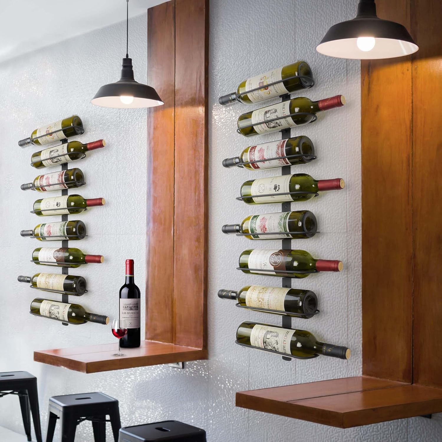 AQAREA Wall-Mounted Wine Rack 8 Bottles SpaceSaver Organizer