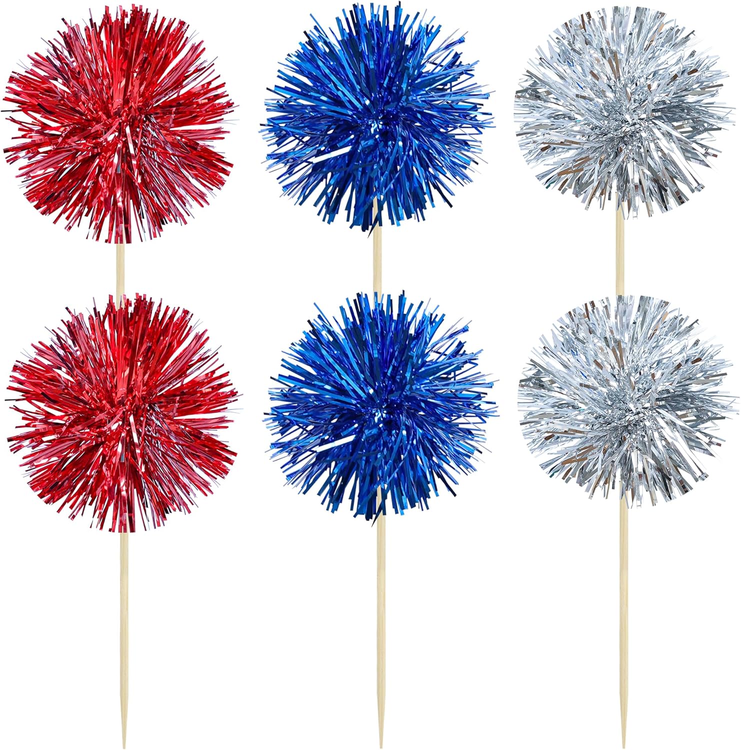 Gyufise 30Pcs Foil Firework Cupcake Toppers 1