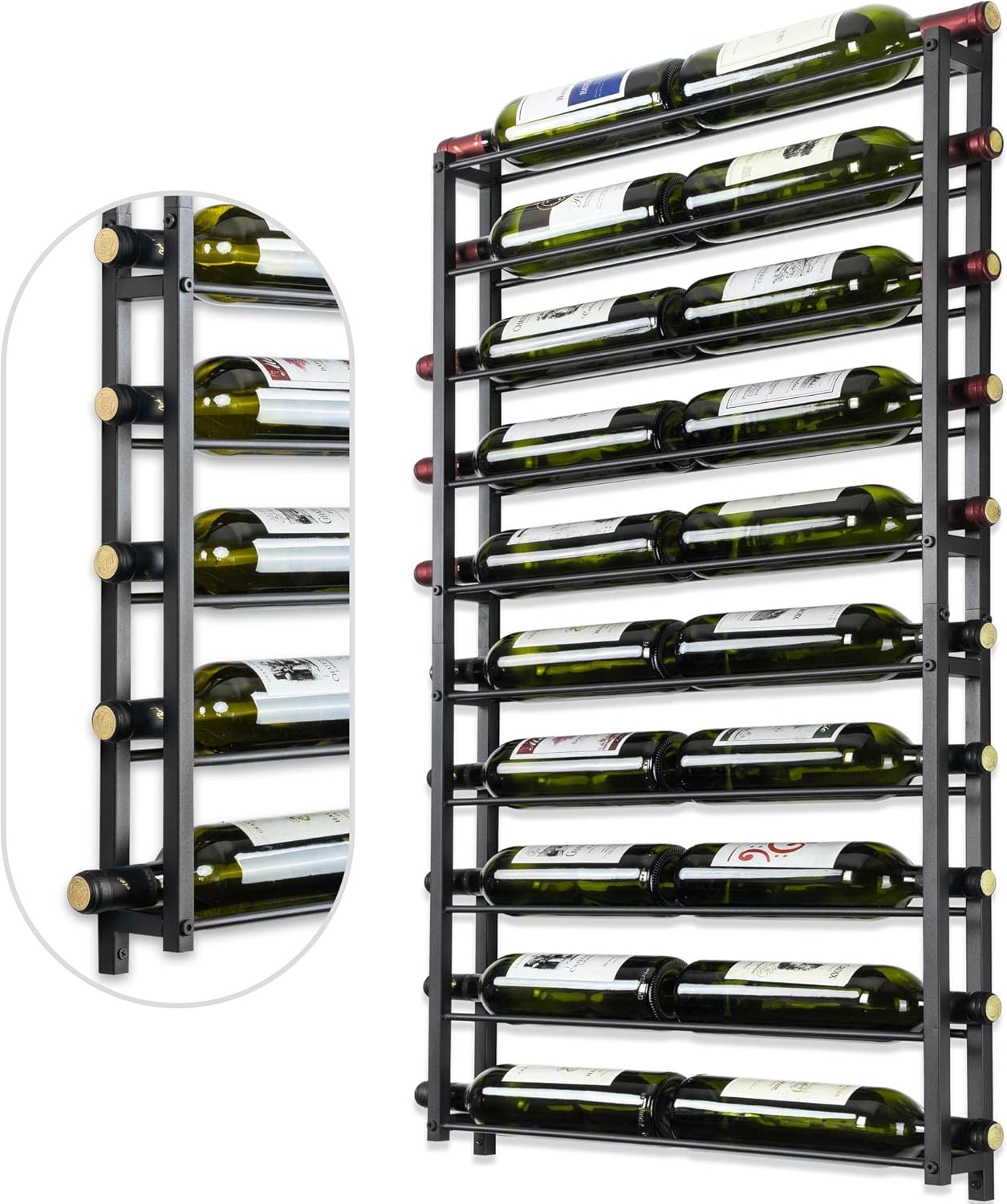 AQAREA 20 Bottle Wall Wine Rack - Black