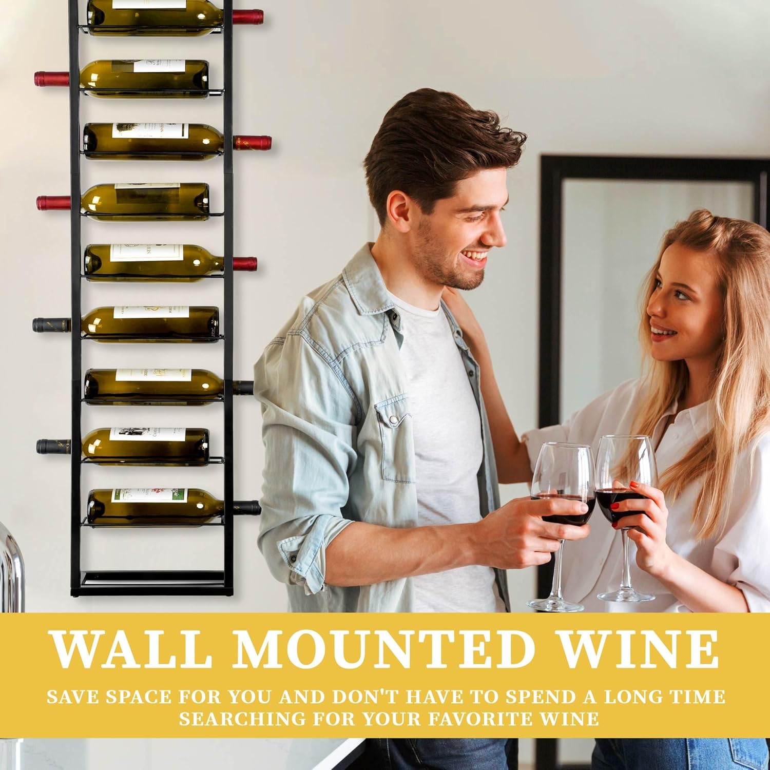 FLstudio Wall Wine Rack 10 Bottle Holder Organizer Display