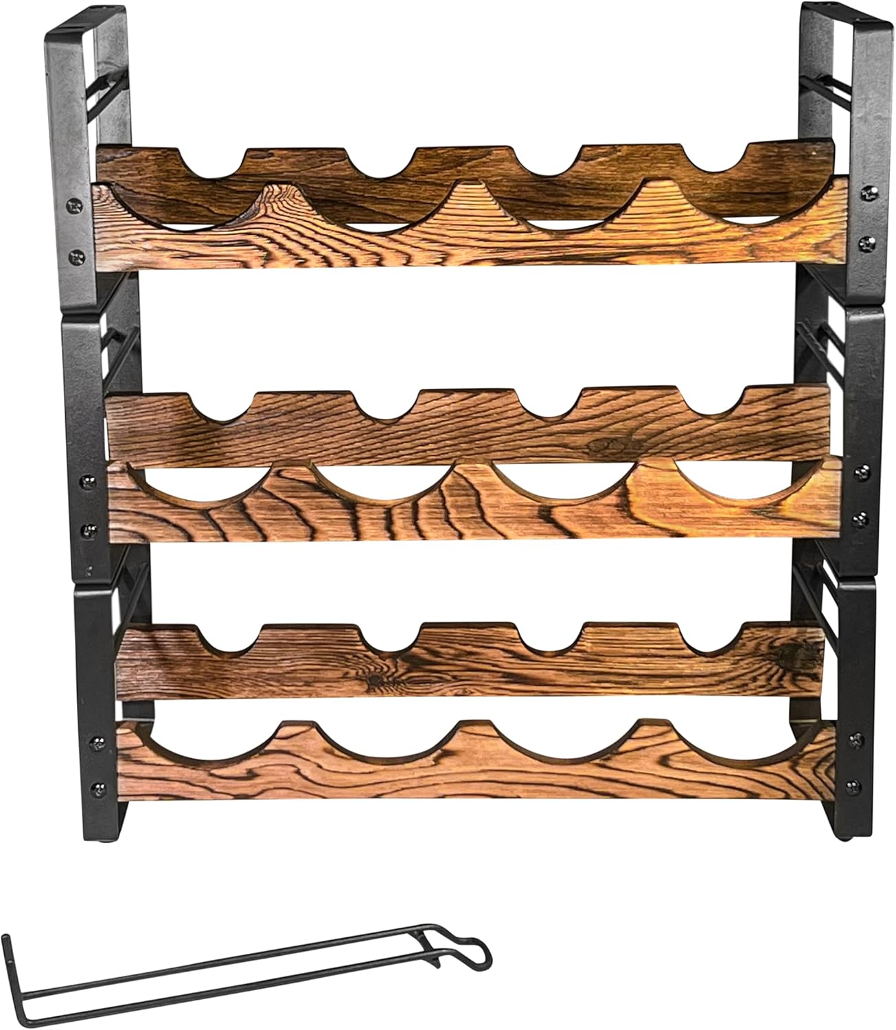 AMT 3-Tier Wine Rack Black 12 Bottles Storage