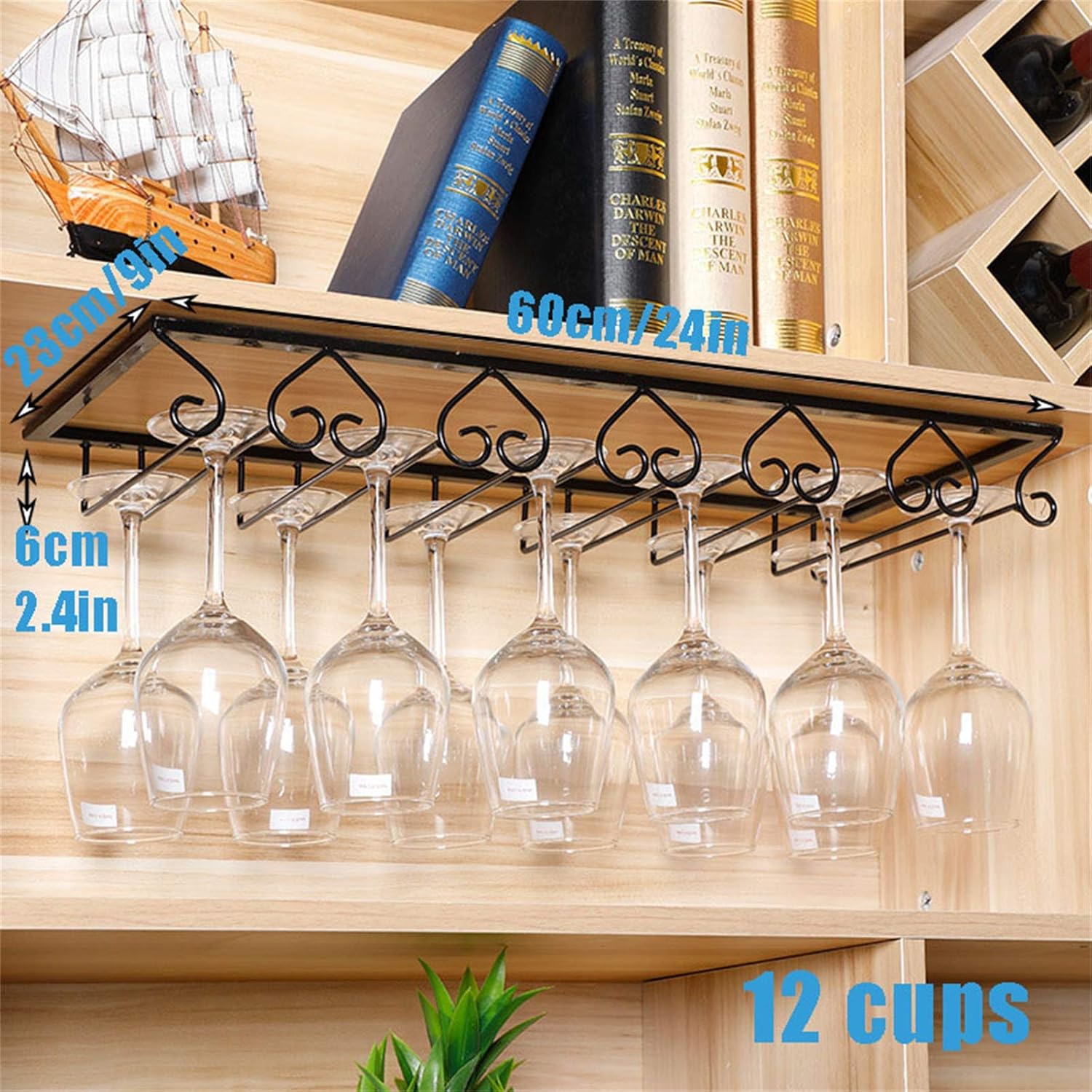 CGF Wall-Mounted Wine Rack Organizer Black 3040506070x23x6cm