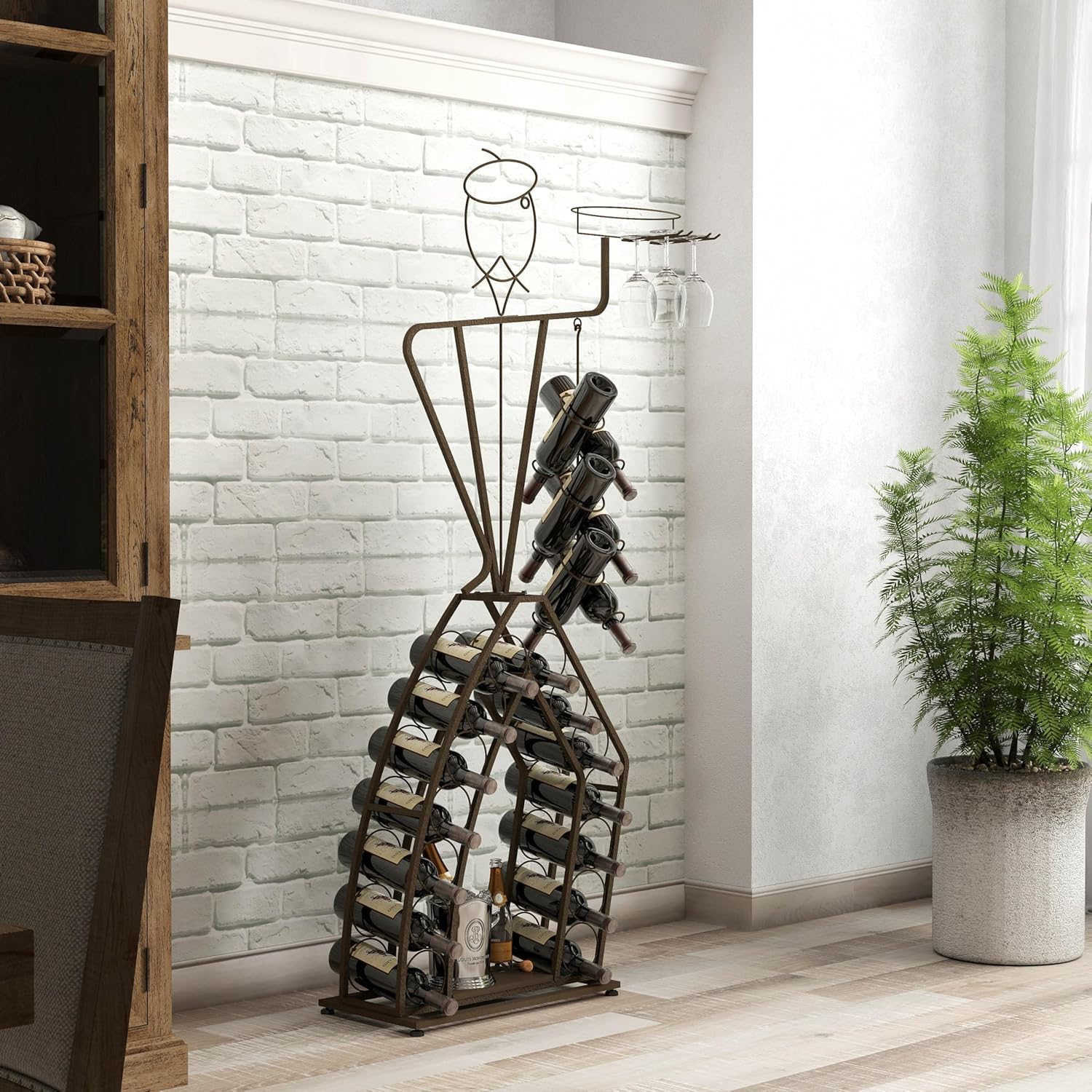 Unique Design Freestanding Wine Rack with Storage