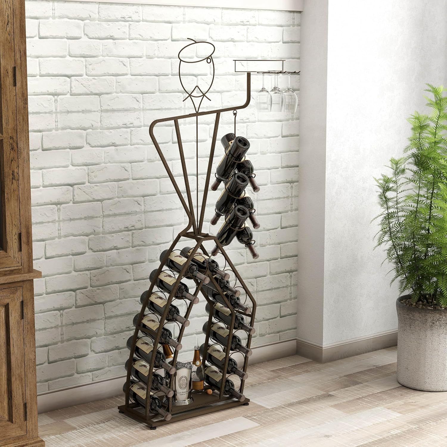 Unique Design Freestanding Wine Rack with Storage
