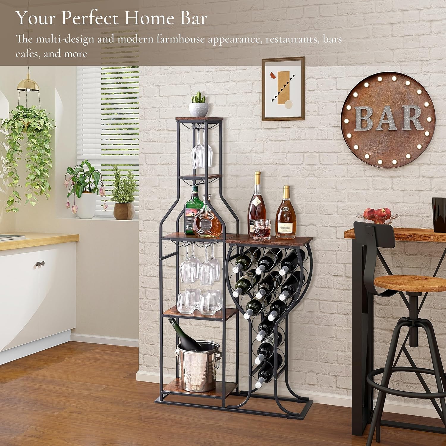 Freestanding Wine Rack 11 Bottles 5 Tier Storage Shelves