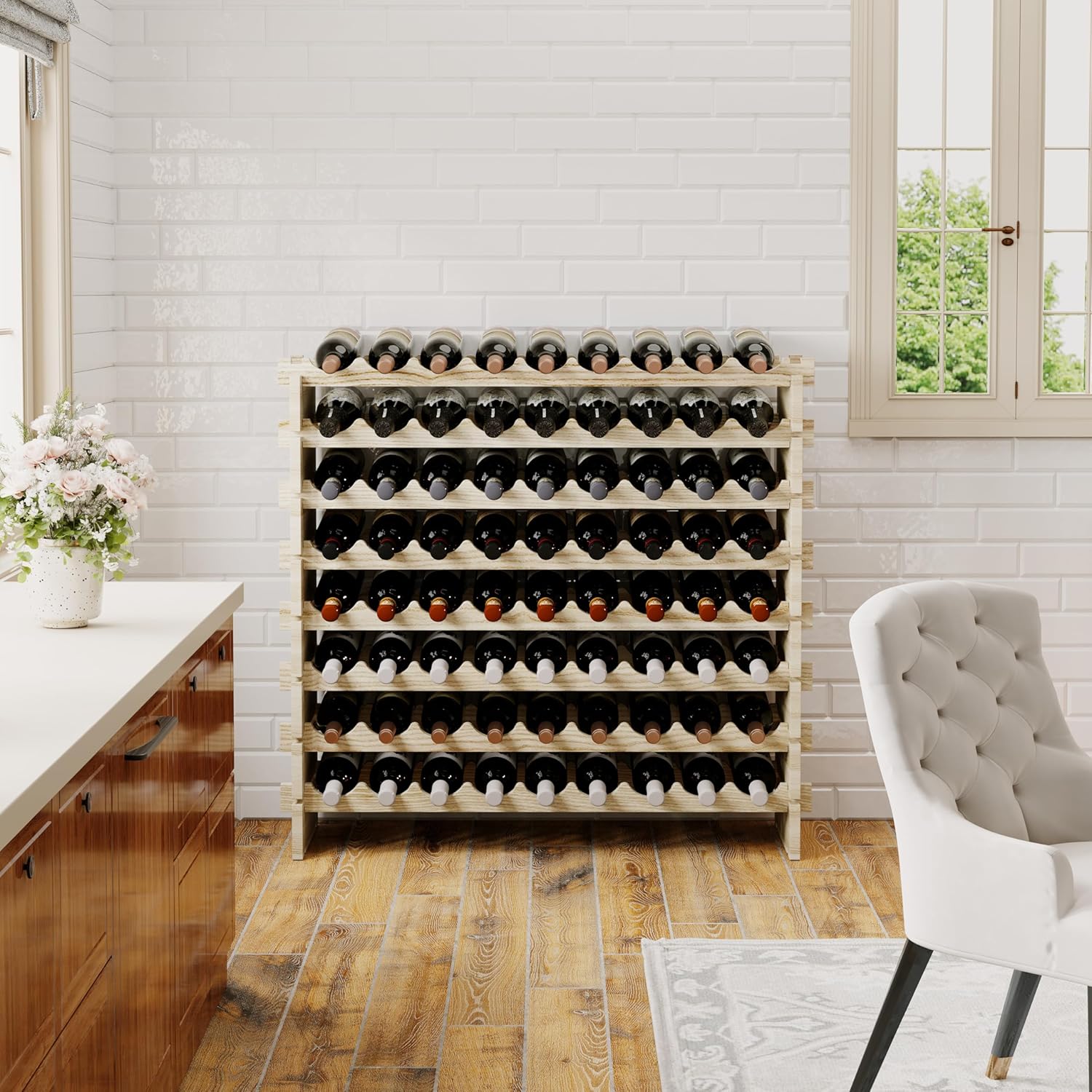 Svimi 8 Tier Real Wood Wine Rack for 72 Bottles