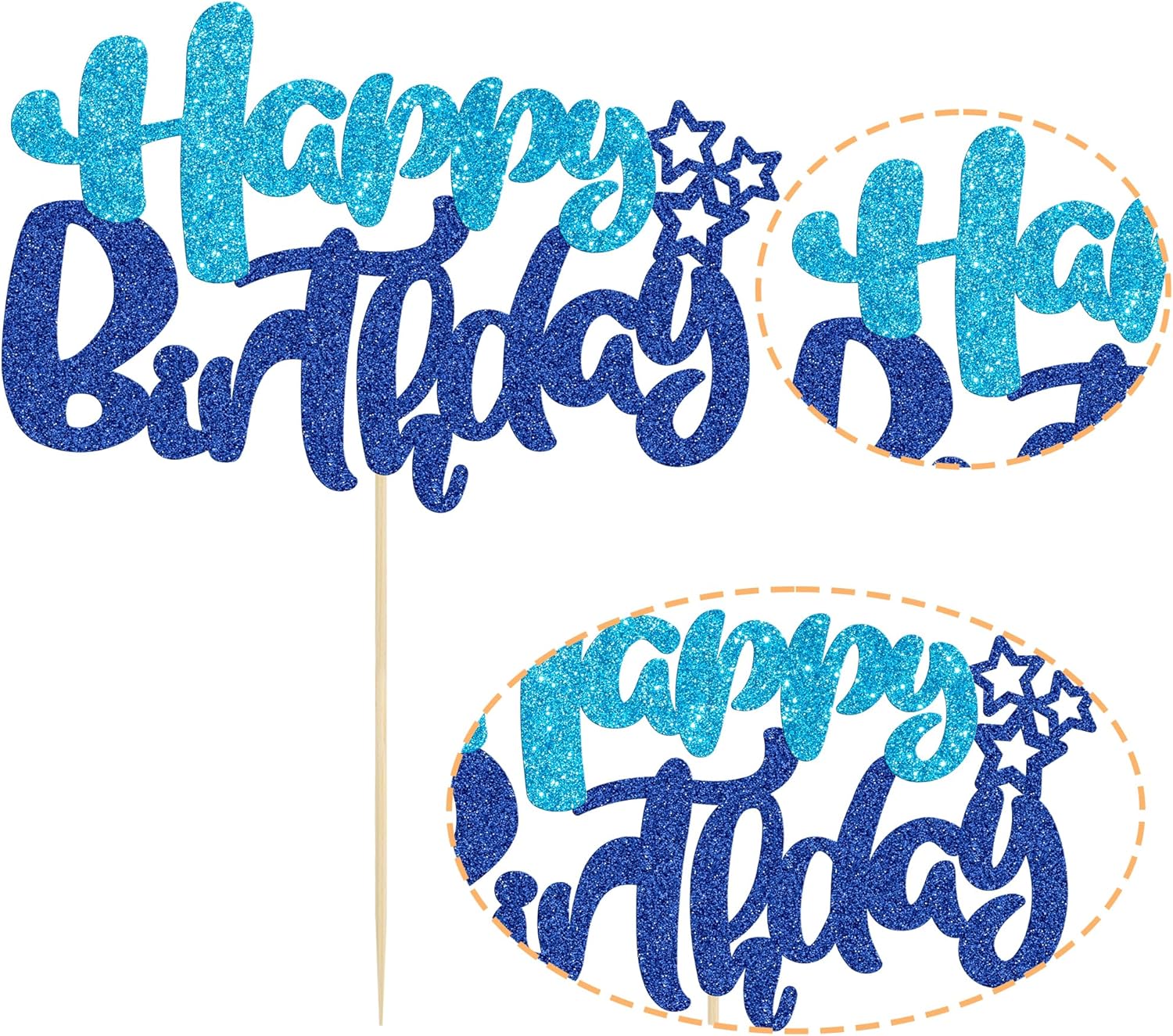 Ephlyn Happy Birthday Cake Topper Glitter Decor