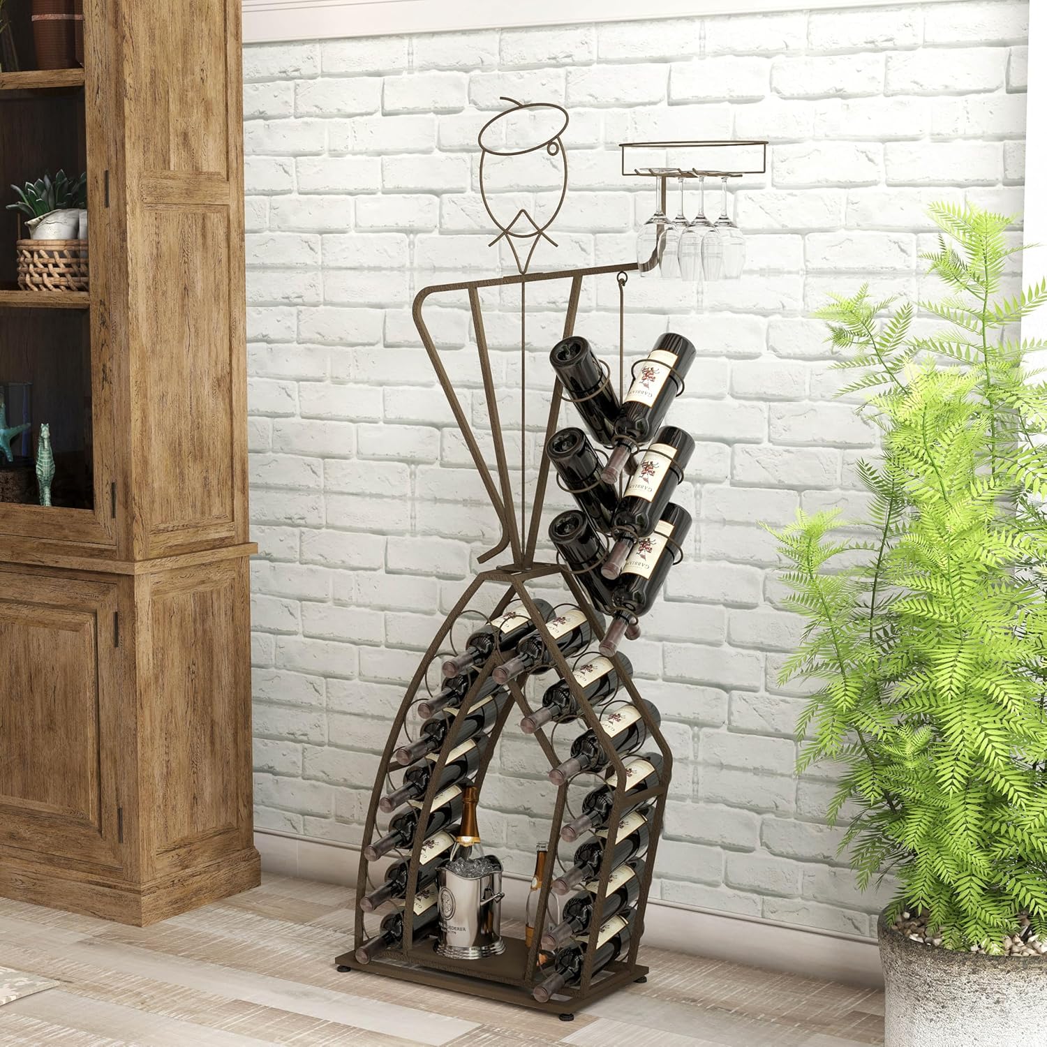 Unique Design Freestanding Wine Rack with Storage