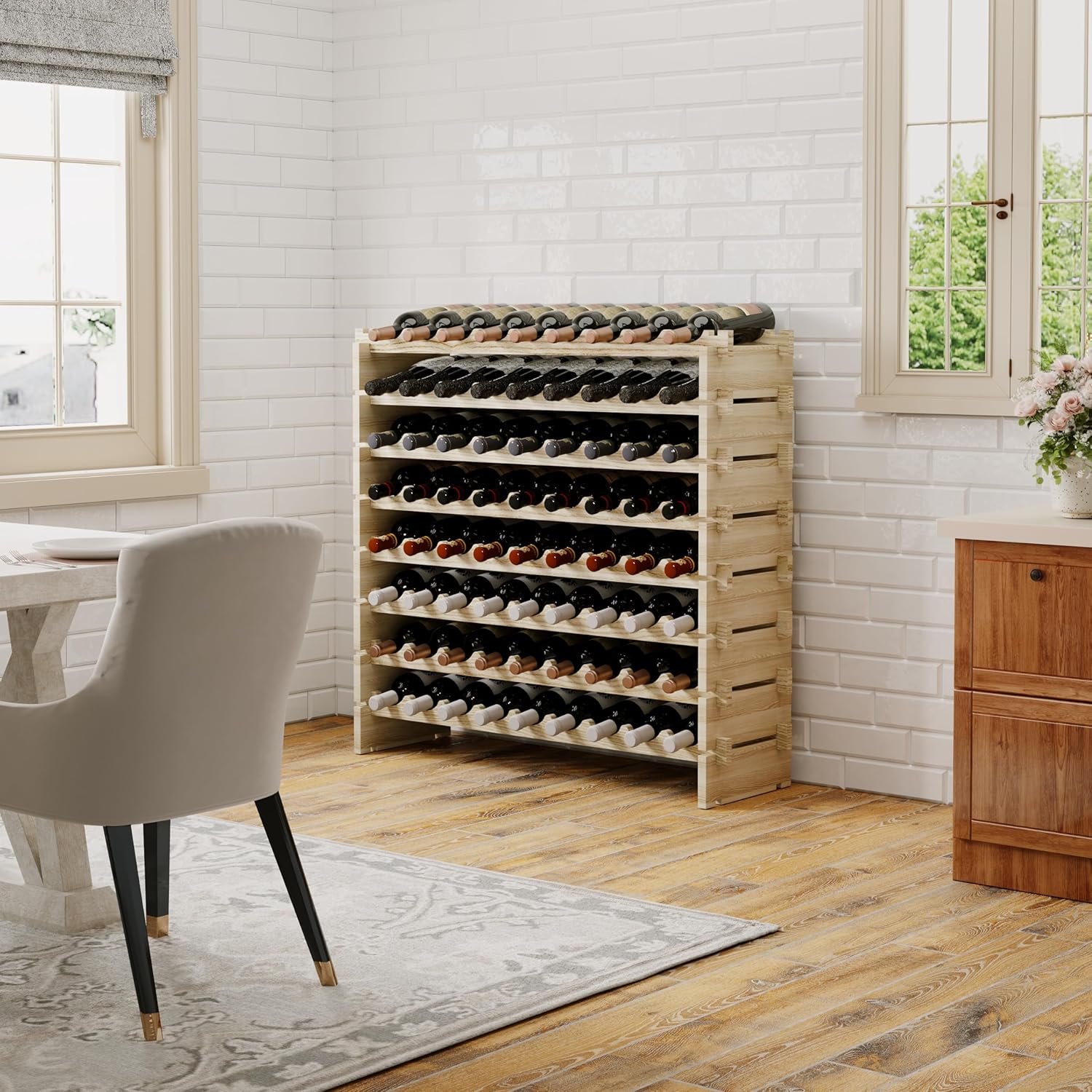 Svimi 8 Tier Real Wood Wine Rack for 72 Bottles