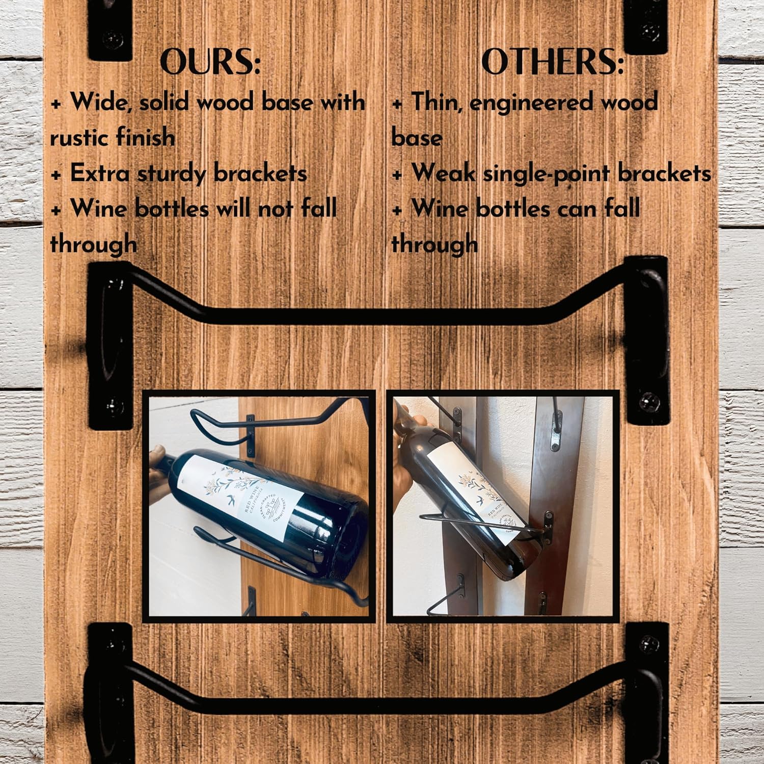 Blue River Goods Wooden Wall Wine Rack with 8 Bottle Storage