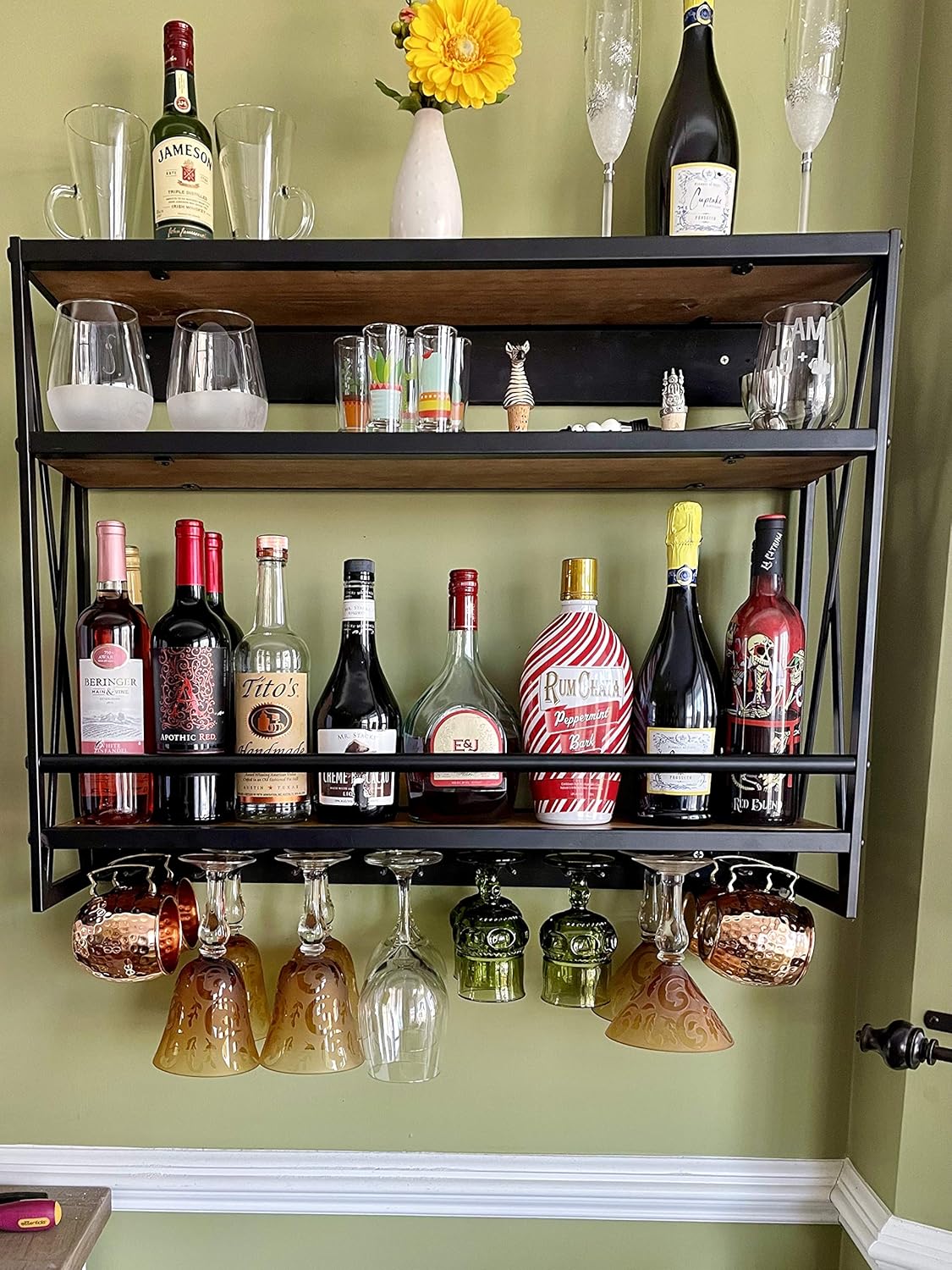 SSS Industrial Wine Rack Wall Mounted 8 Stem Holder